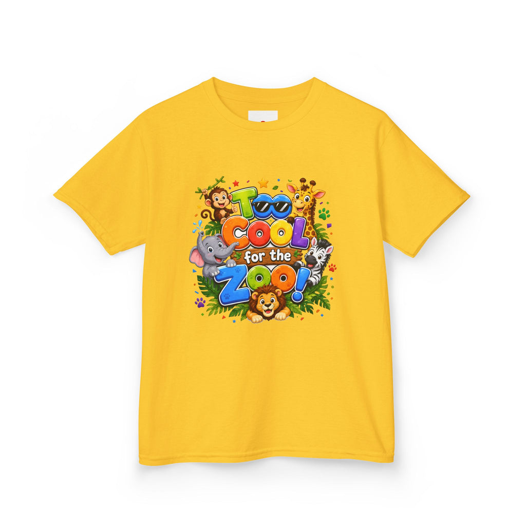 Kids Tee — "Too Cool for the Zoo" Colorful Animal Graphic