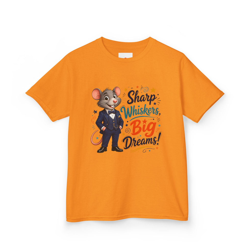 Kids Tee — "Sharp Whiskers, Big Dreams" Mouse Graphic