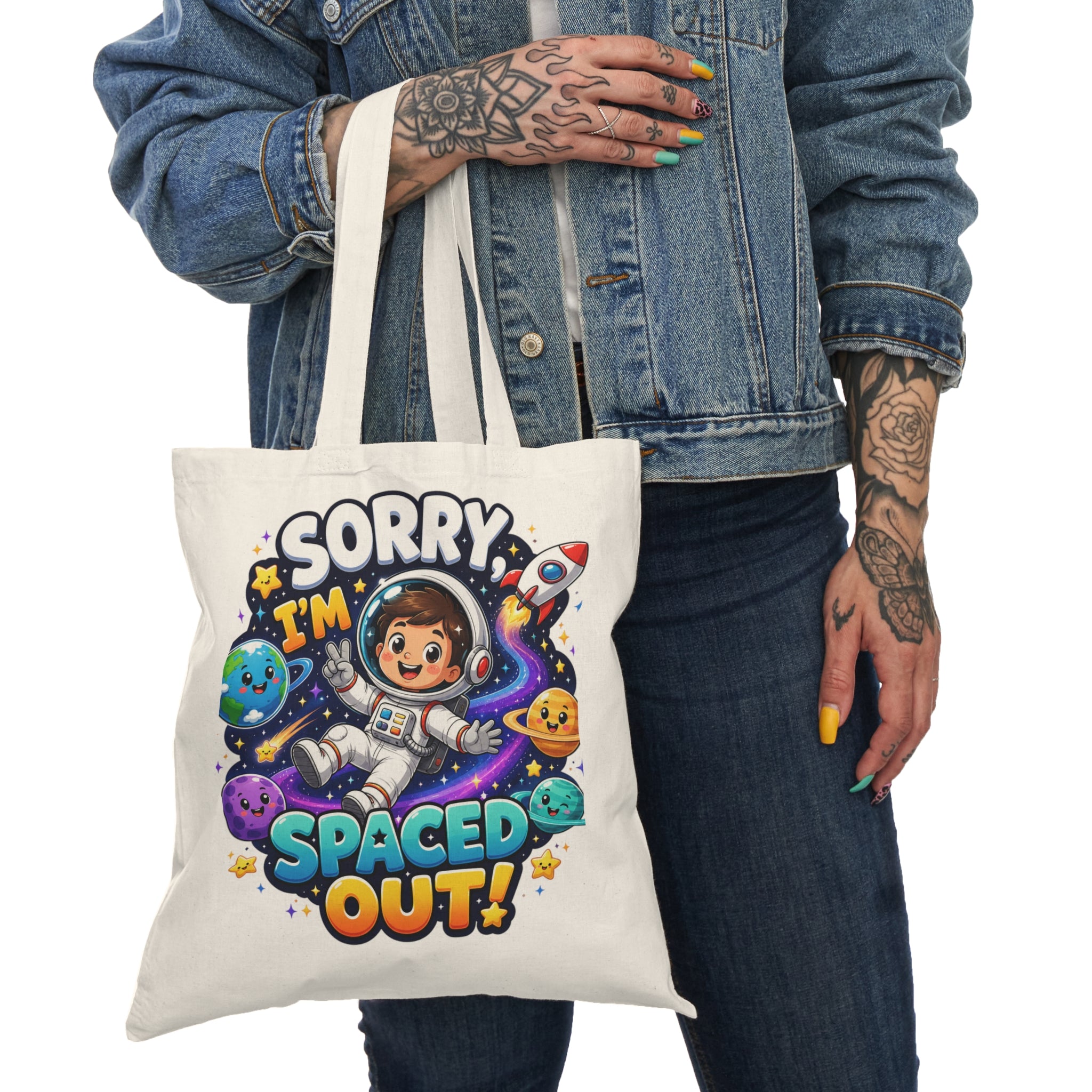Sorry I’m Spaced Out! Cute Astronaut Tote Bag