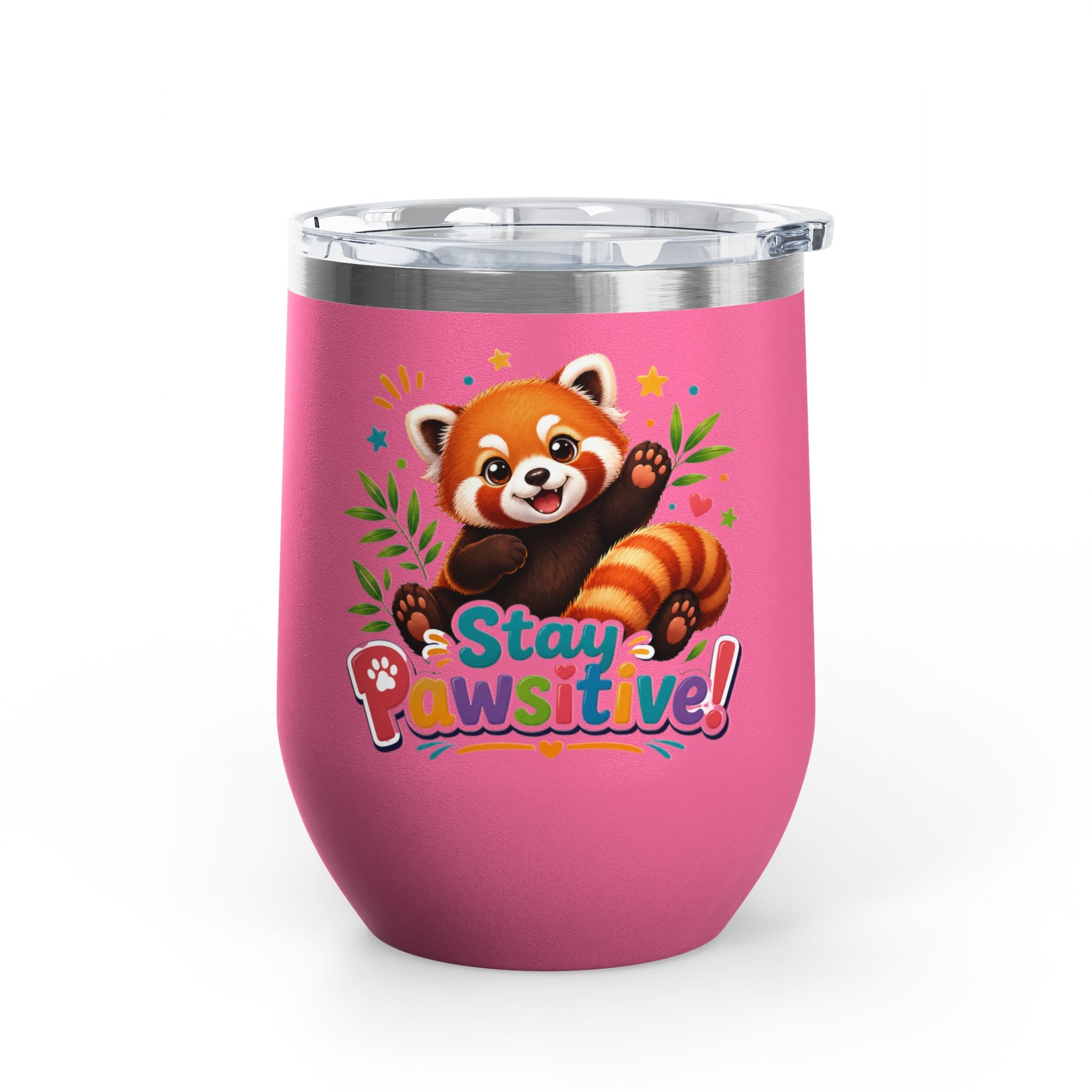 Stay Pawsitive Red Panda Tumbler — 12oz Insulated Cute Animal Gift
