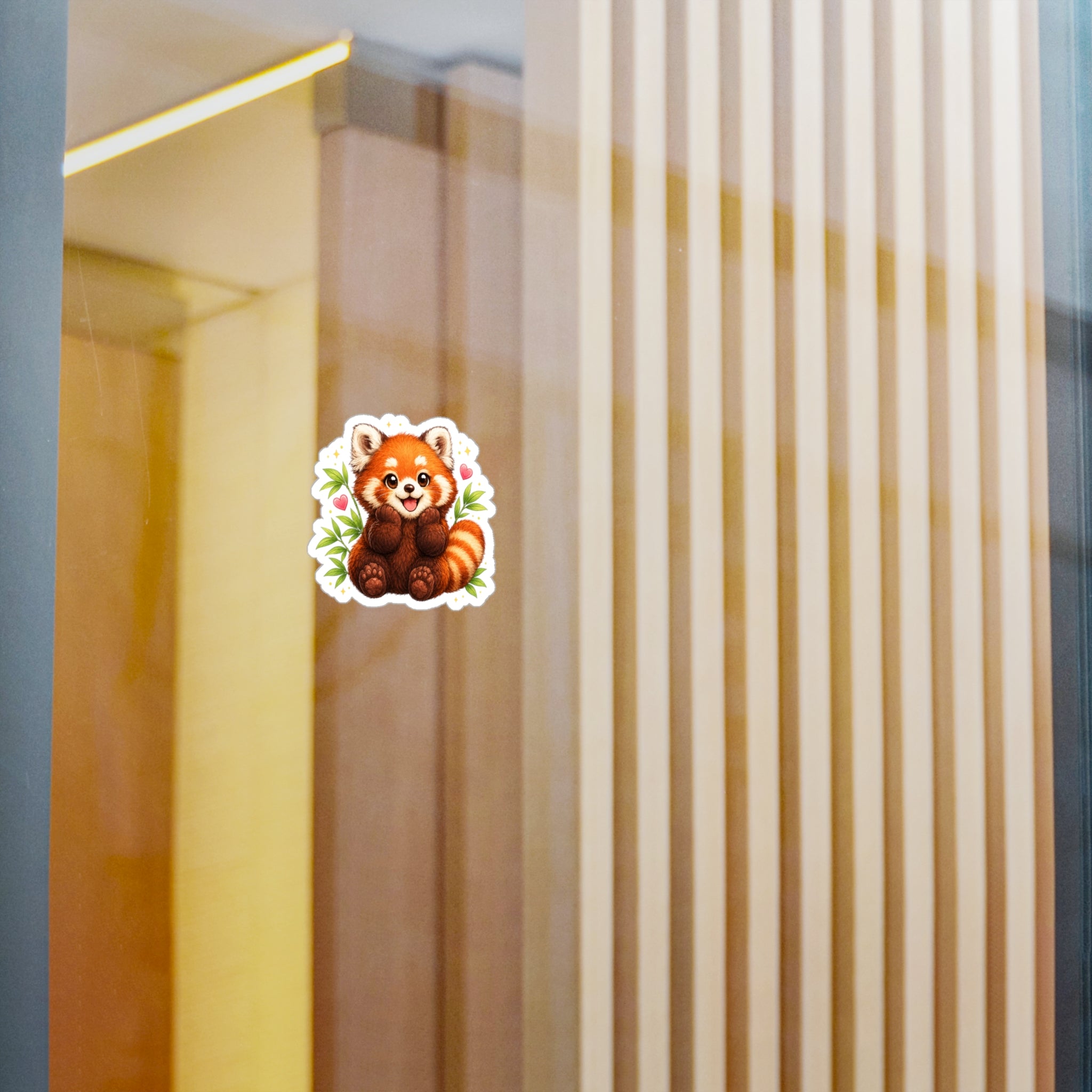 Red Panda Kiss-Cut Vinyl Sticker — Cute Cartoon Animal Decal for Laptops, Water Bottles & Windows