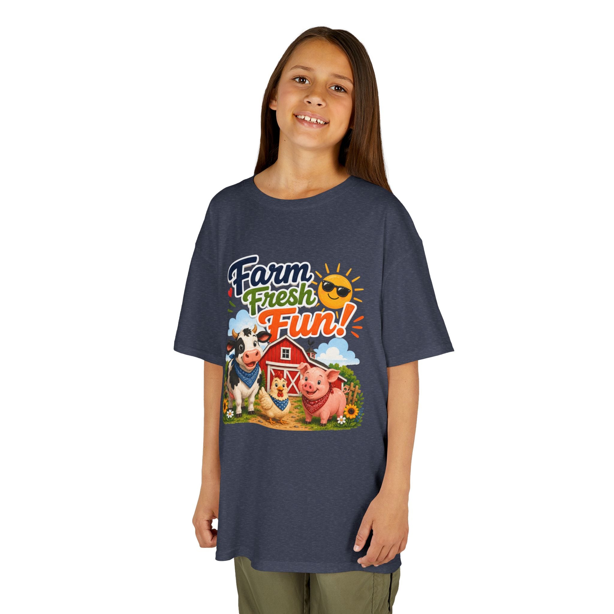 Kids Farm T-Shirt — "Farm Fresh Fun!" Cute Cow & Pig Toddler Tee
