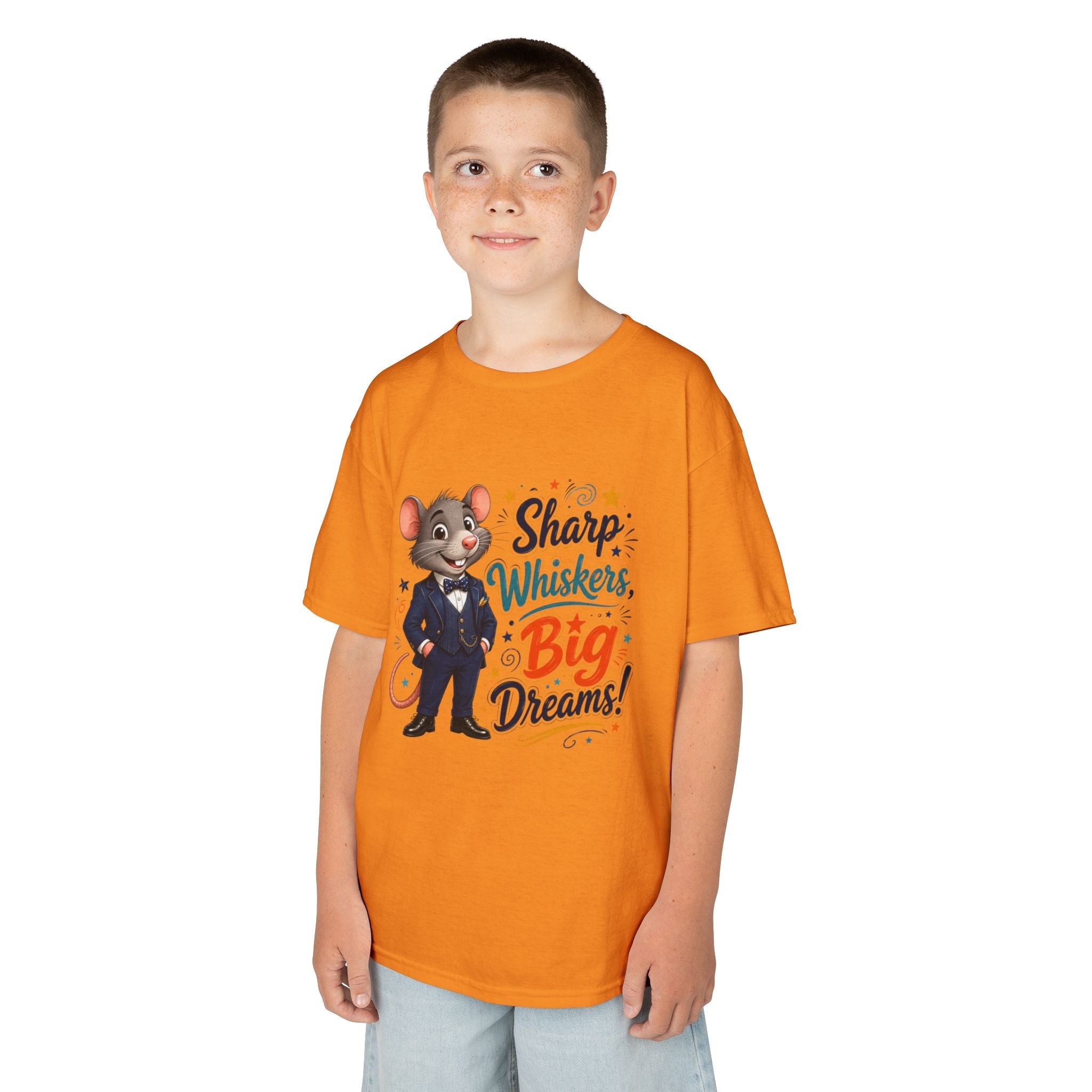 Kids Tee — "Sharp Whiskers, Big Dreams" Mouse Graphic