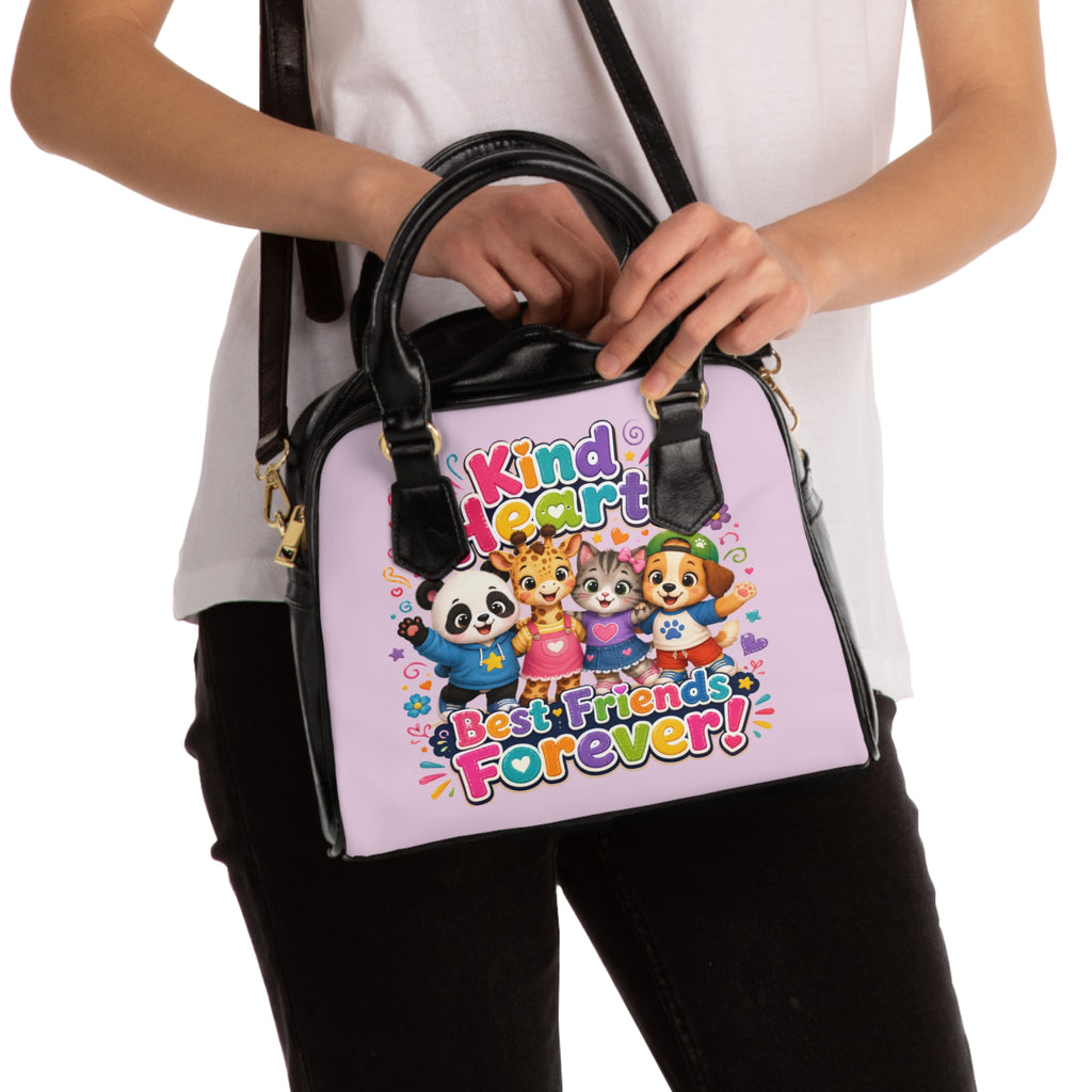 Shoulder Handbag — Cute "Kind Heart, Best Friends Forever" Kids Cartoon Tote