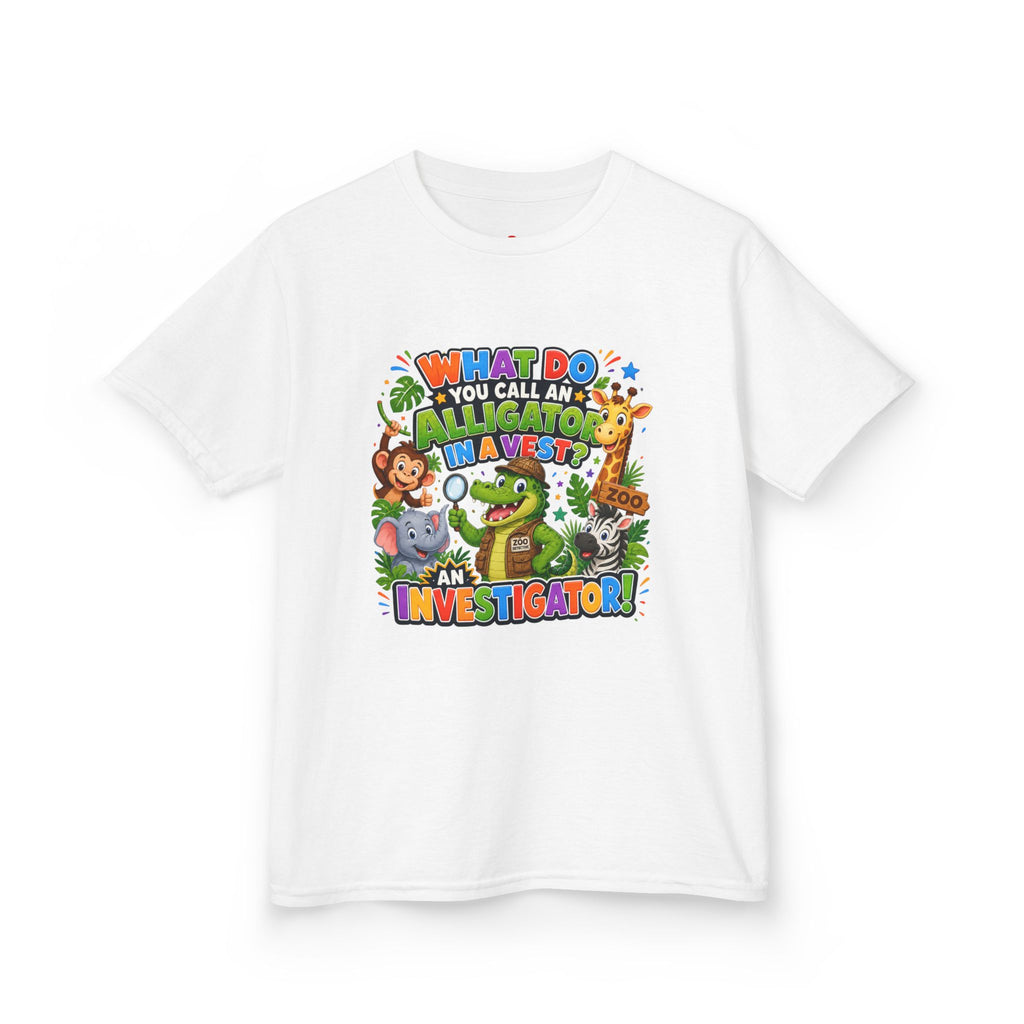 What Do You Call An Alligator? Investigator Kids T-Shirt | Cute Jungle Animals Puzzle