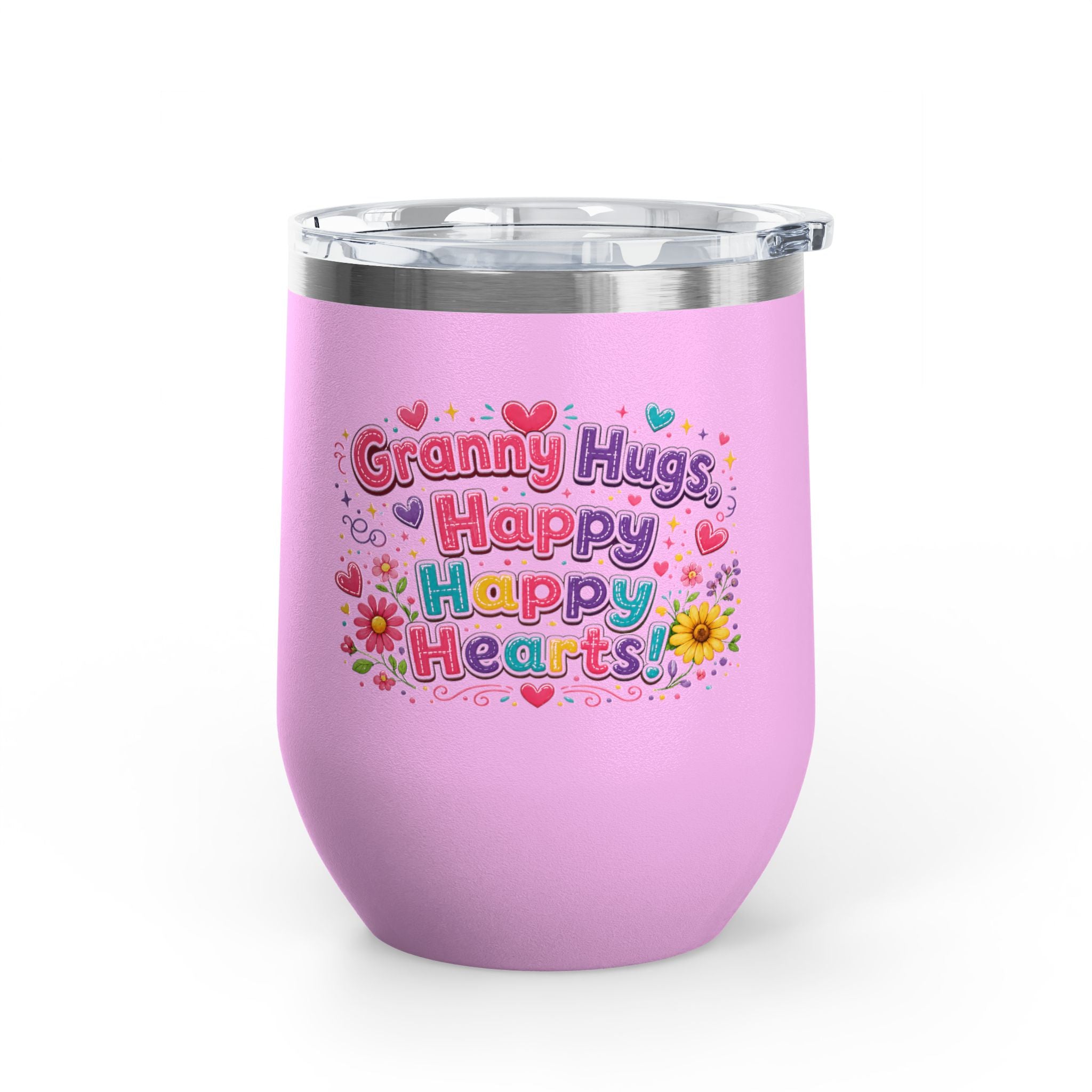 "Granny Hugs, Happy Happy Hearts" Floral 12oz Insulated Cup