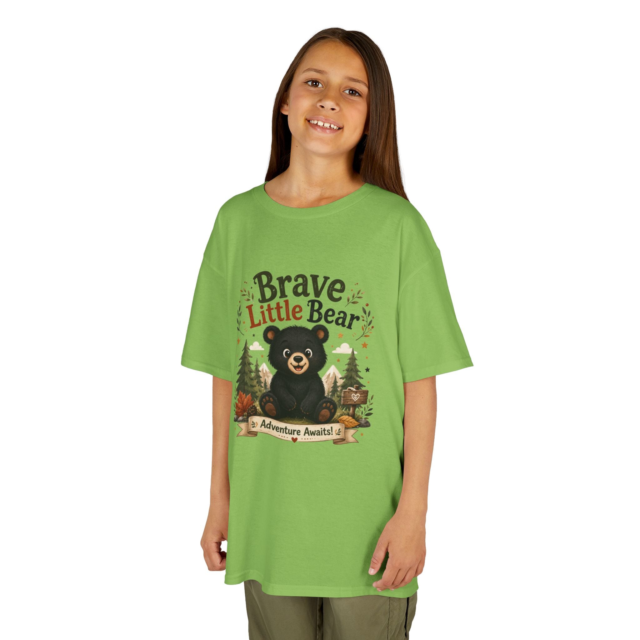 Kids Tee — "Brave Little Bear" Adventure Graphic Shirt