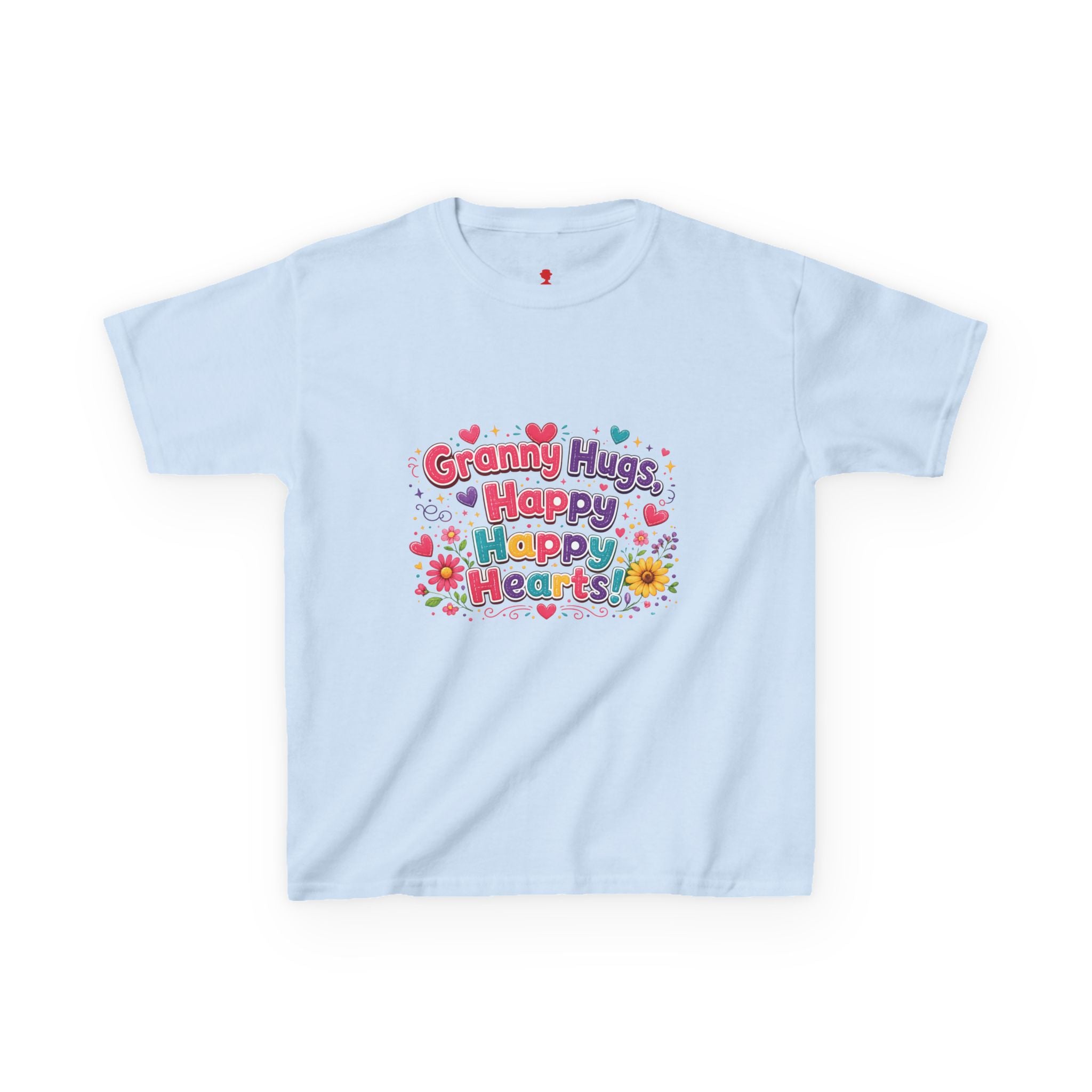 Granny Hugs Happy Hearts Kids Tee | Colorful Floral Kids Shirt