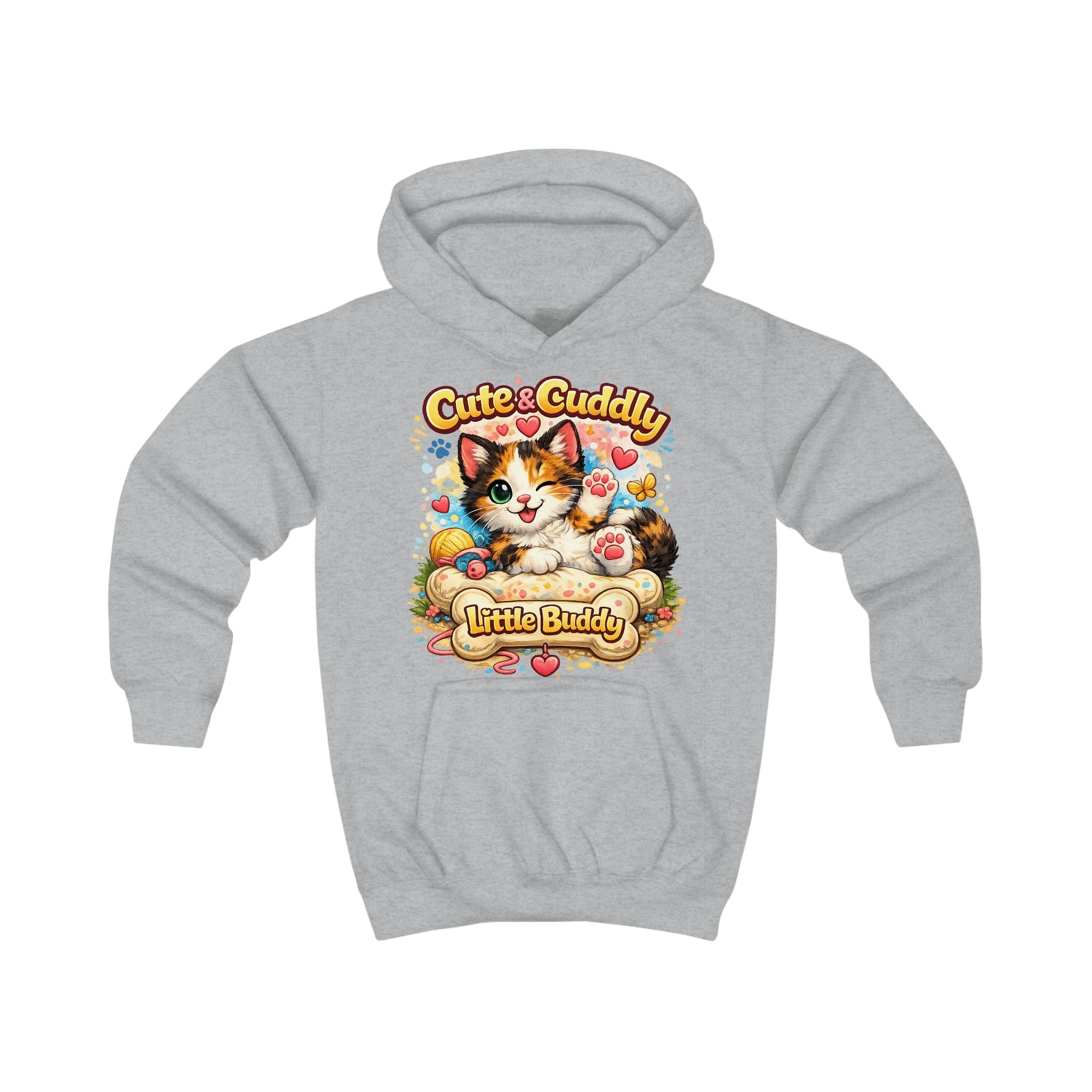 Cute & Cuddly Kitten Kids Hoodie — “Little Buddy” Graphic