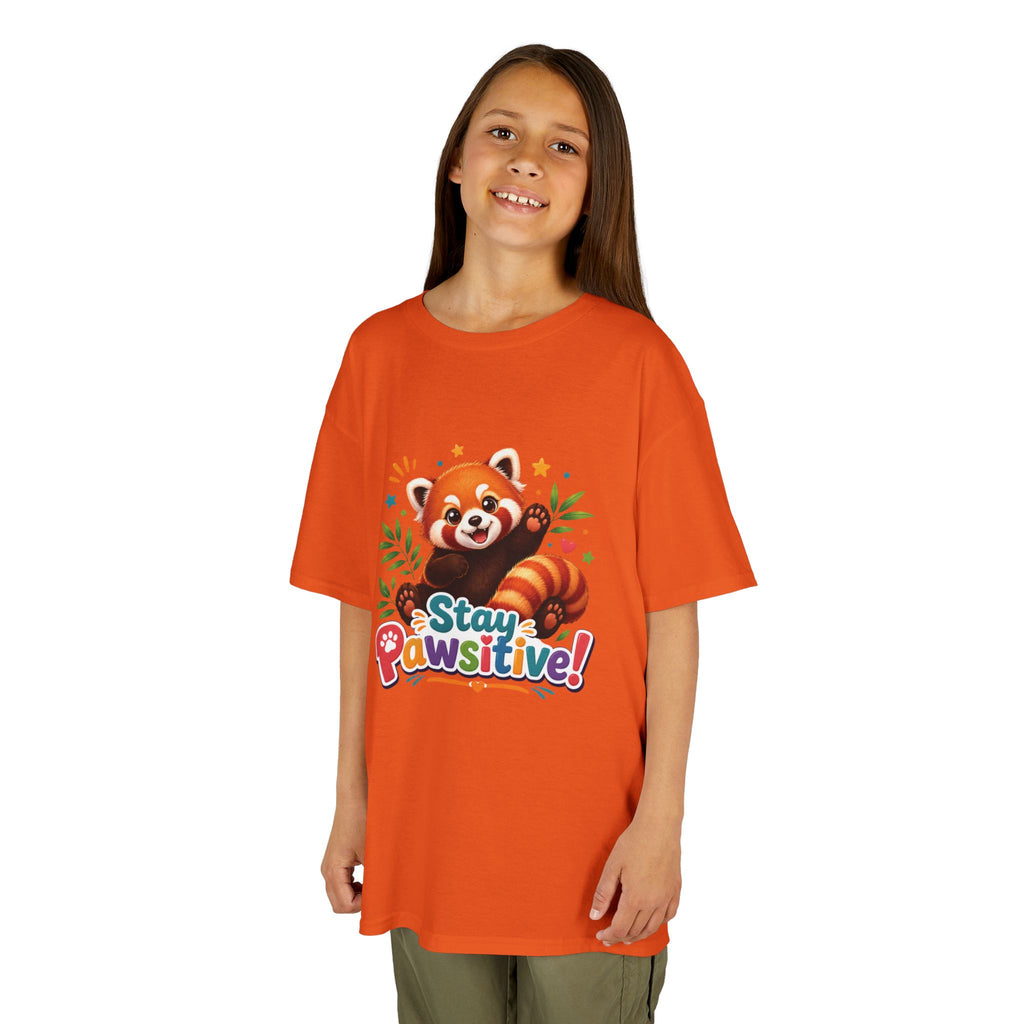 Stay Pawsitive Red Panda Kids Tee | Cute Animal Positive Message