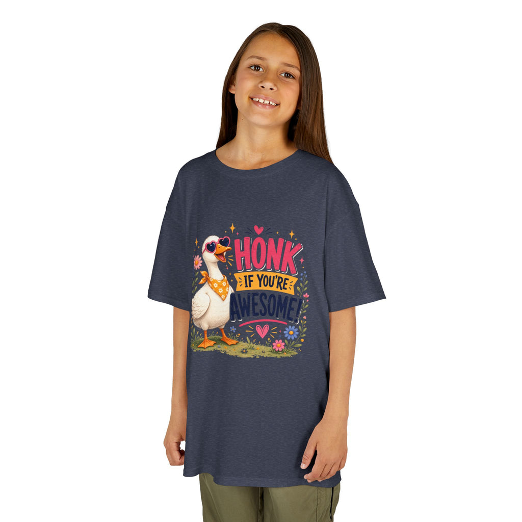 Kids Tee — "Honk If You're Awesome!" Cute Goose Graphic Shirt