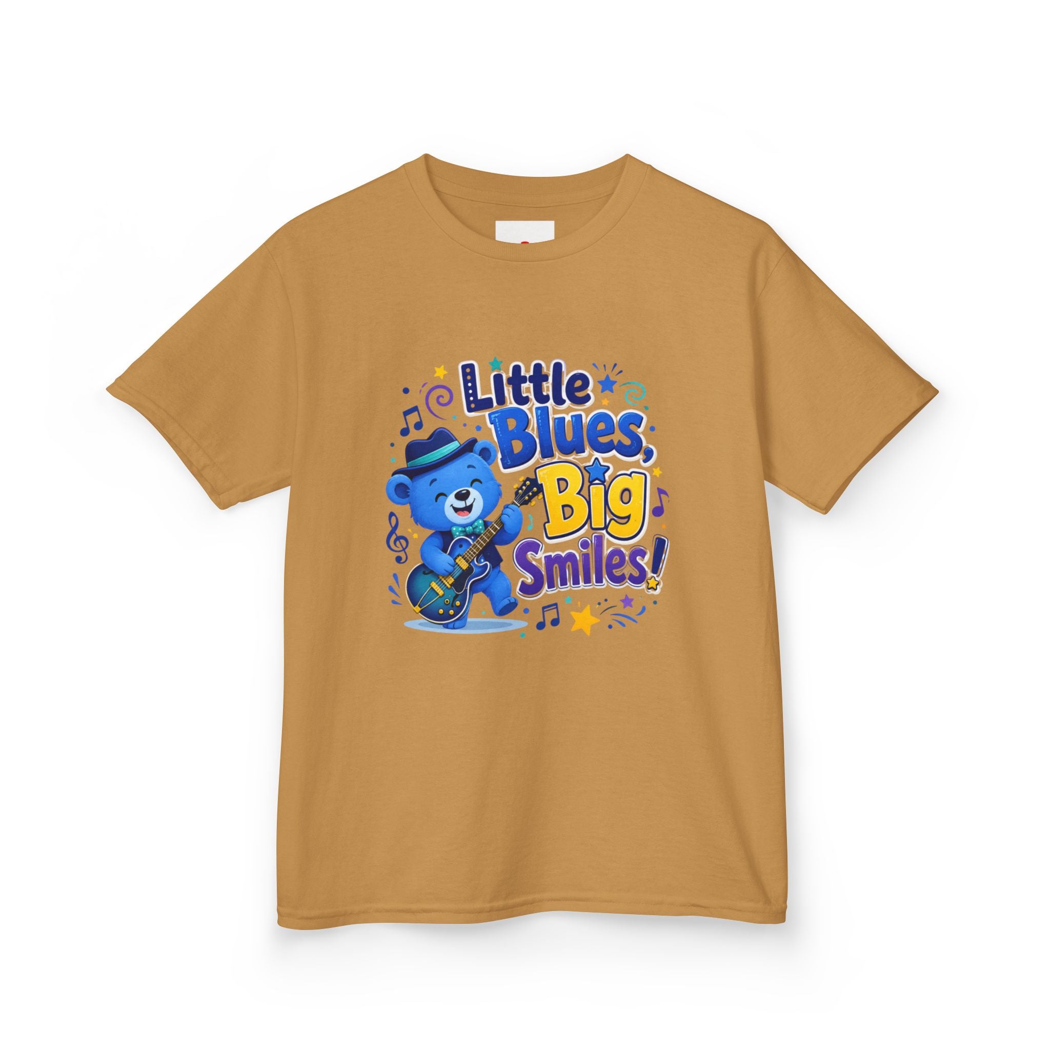 Kids Tee — "Little Blues, Big Smiles!" Guitar-Bear Graphic