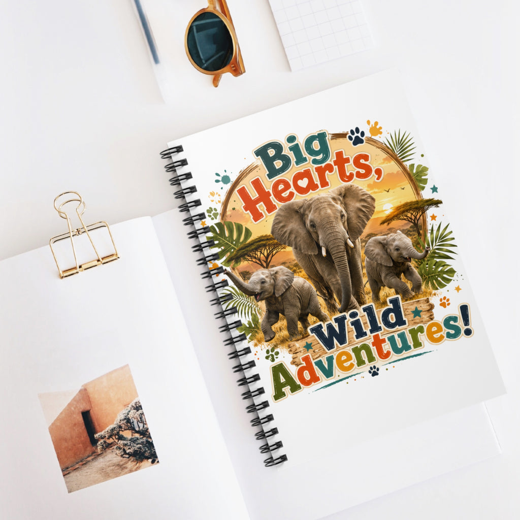 Spiral Notebook — "Big Hearts, Wild Adventures!" Elephant Safari Journal