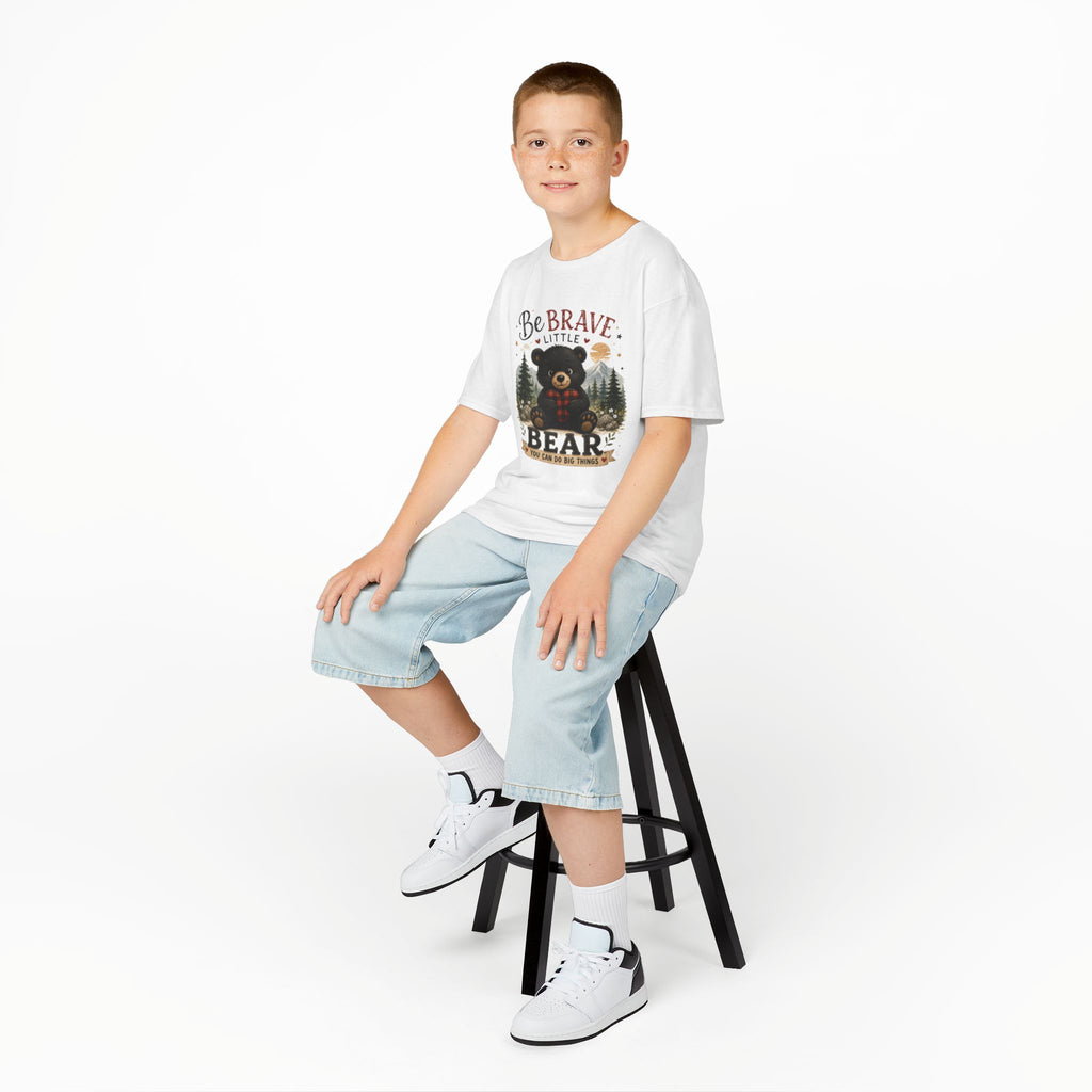 Kids T‑Shirt — "Be Brave Little Bear" Cute Woodland Bear Tee for Children, Inspirational Adventure Gift