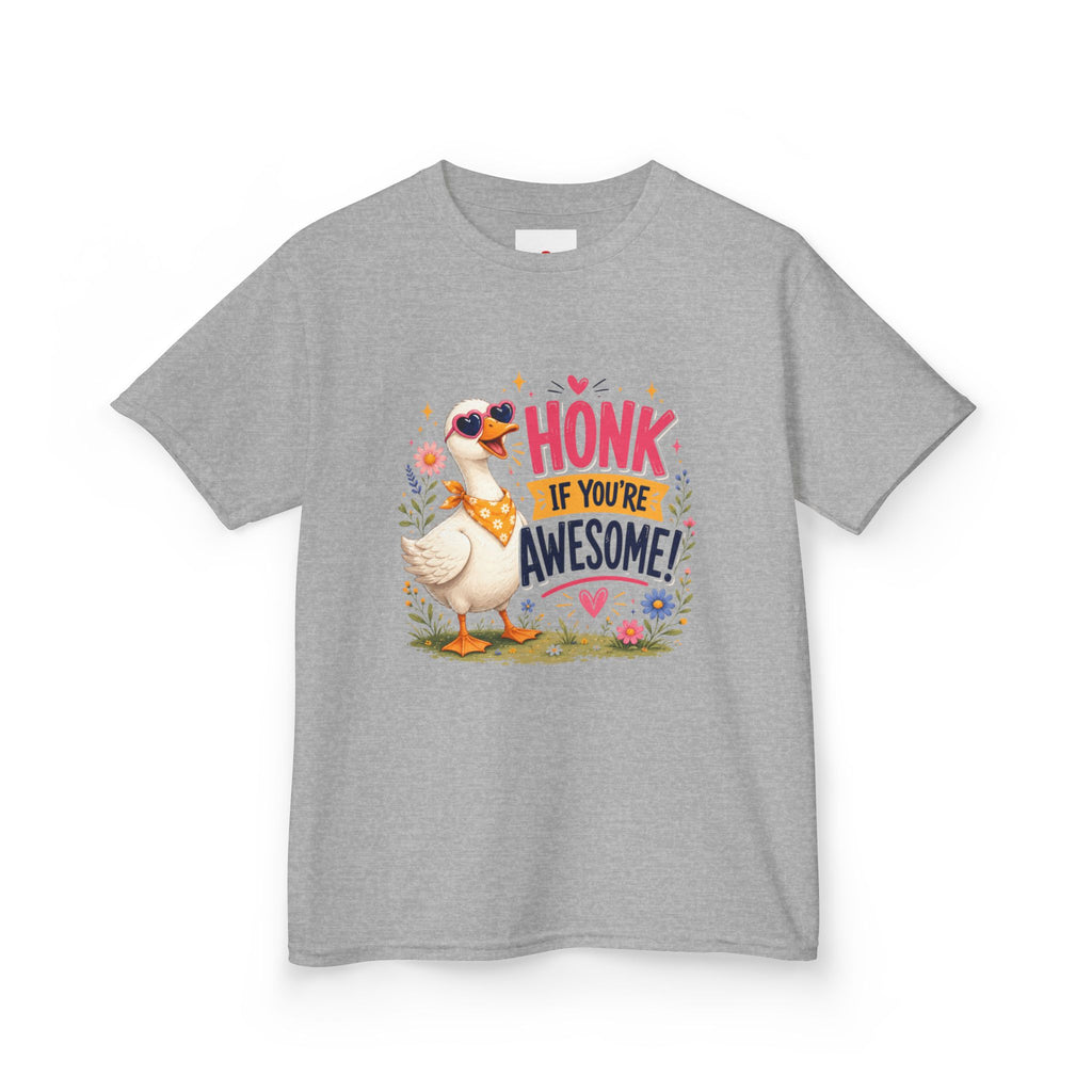 Kids Tee — "Honk If You're Awesome!" Cute Goose Graphic Shirt