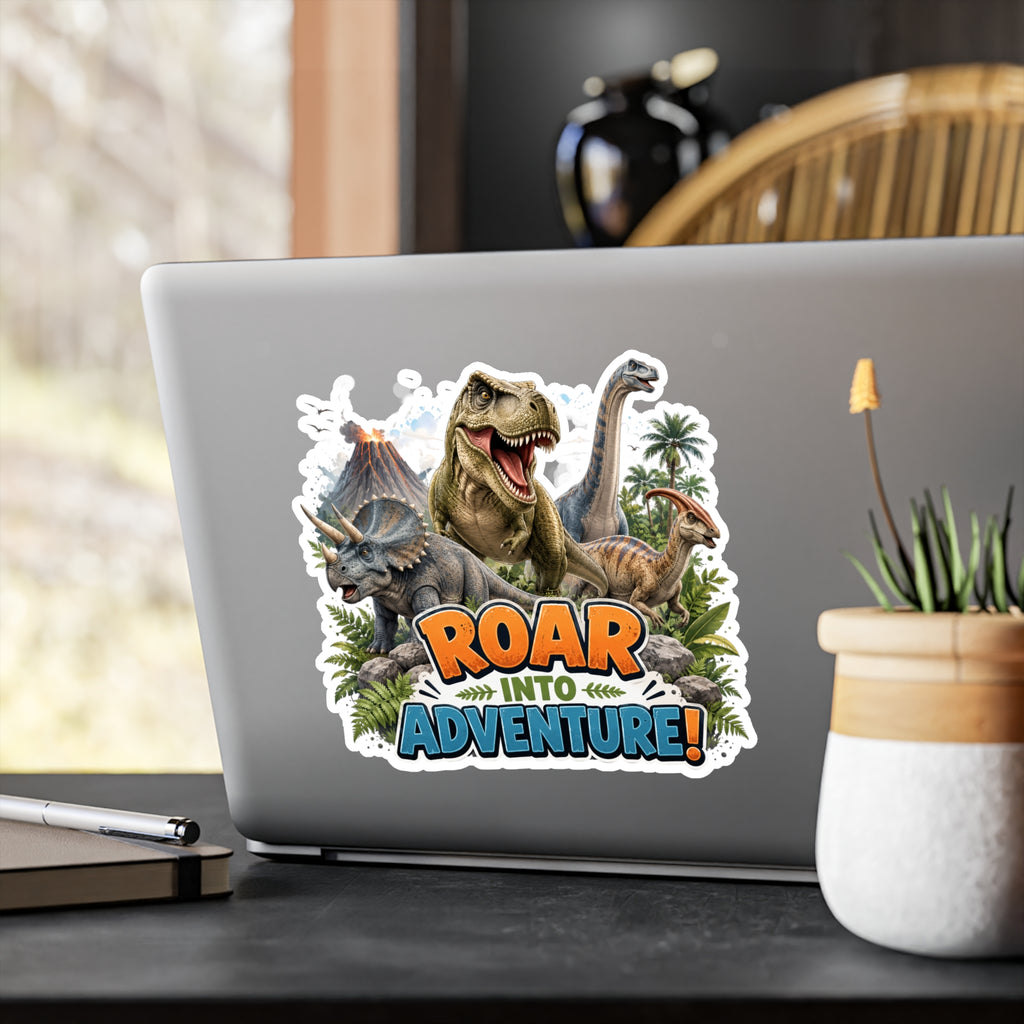 Roar Into Adventure! Dinosaur Kiss-Cut Vinyl Sticker