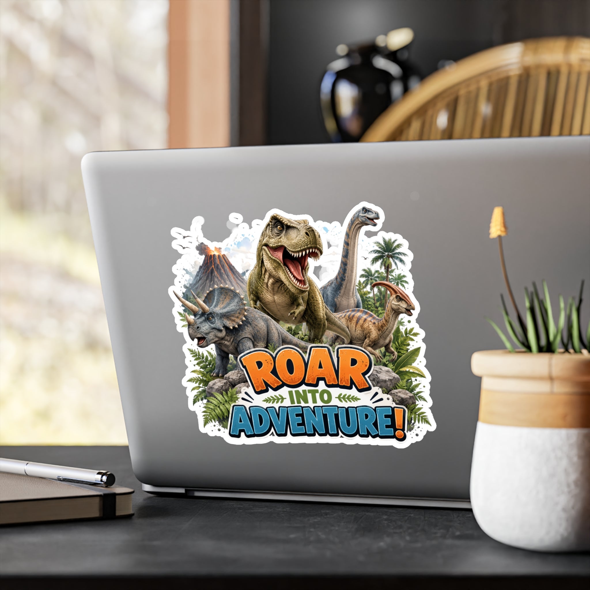 Roar Into Adventure! Dinosaur Kiss-Cut Vinyl Sticker