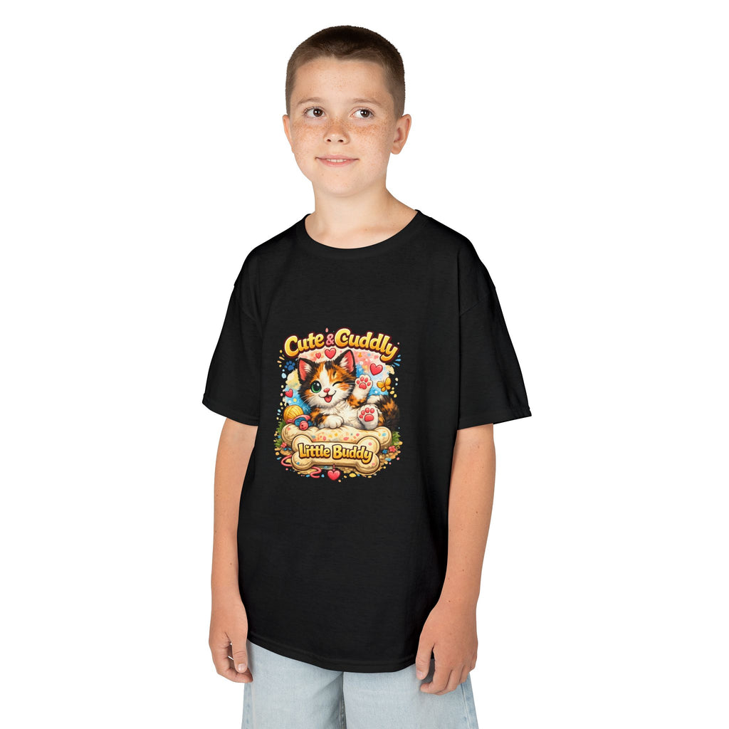 Kids T-Shirt — "Cute & Cuddly Little Buddy" Cat Graphic Tee