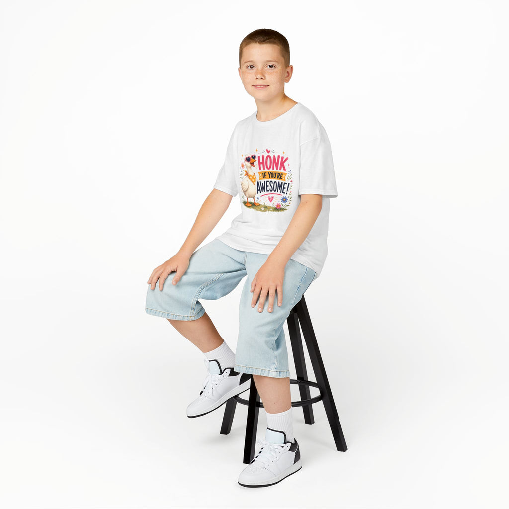Kids Tee — "Honk If You're Awesome!" Cute Goose Graphic Shirt