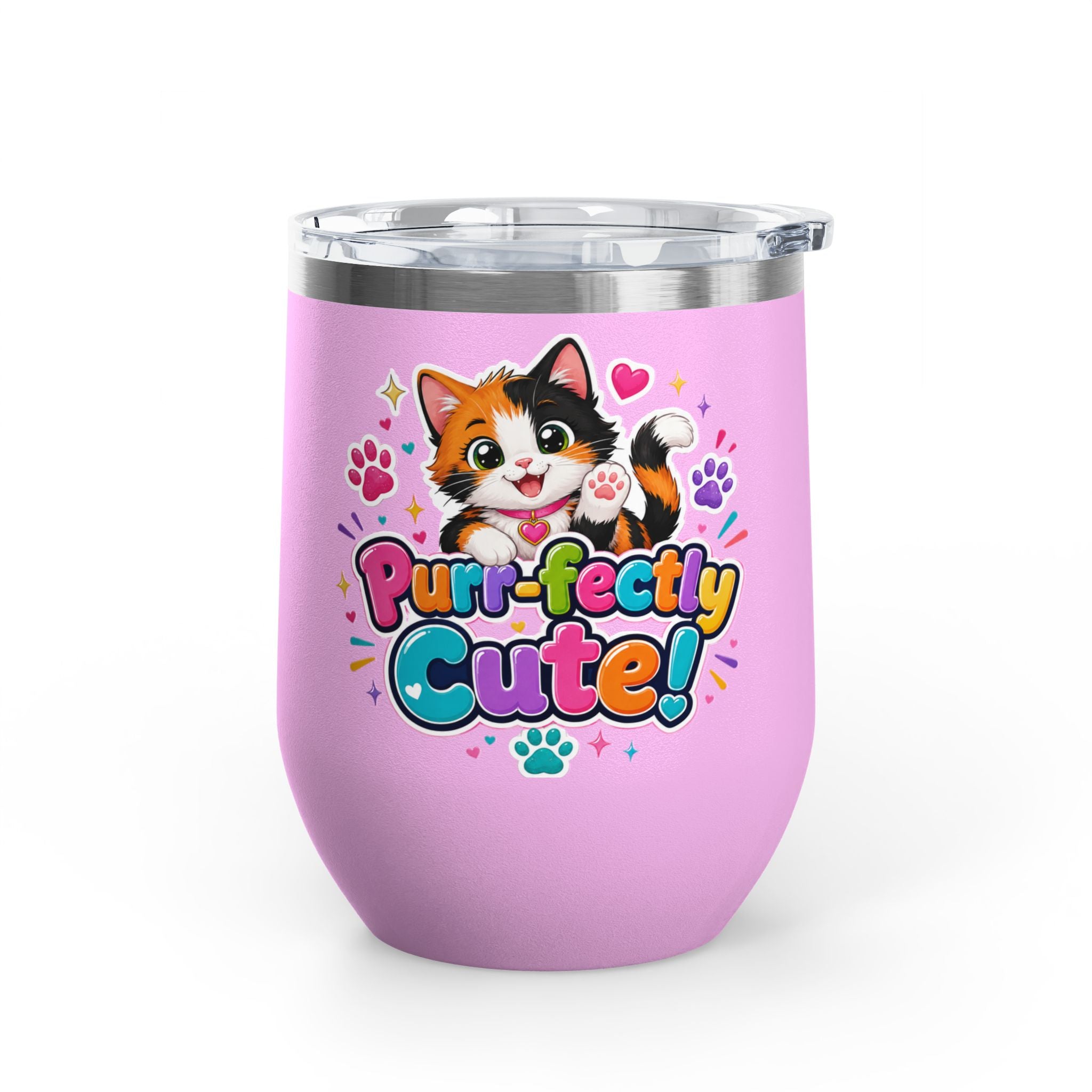 "Purr-fectly Cute!" Cat 12oz Insulated Stainless Steel Tumbler