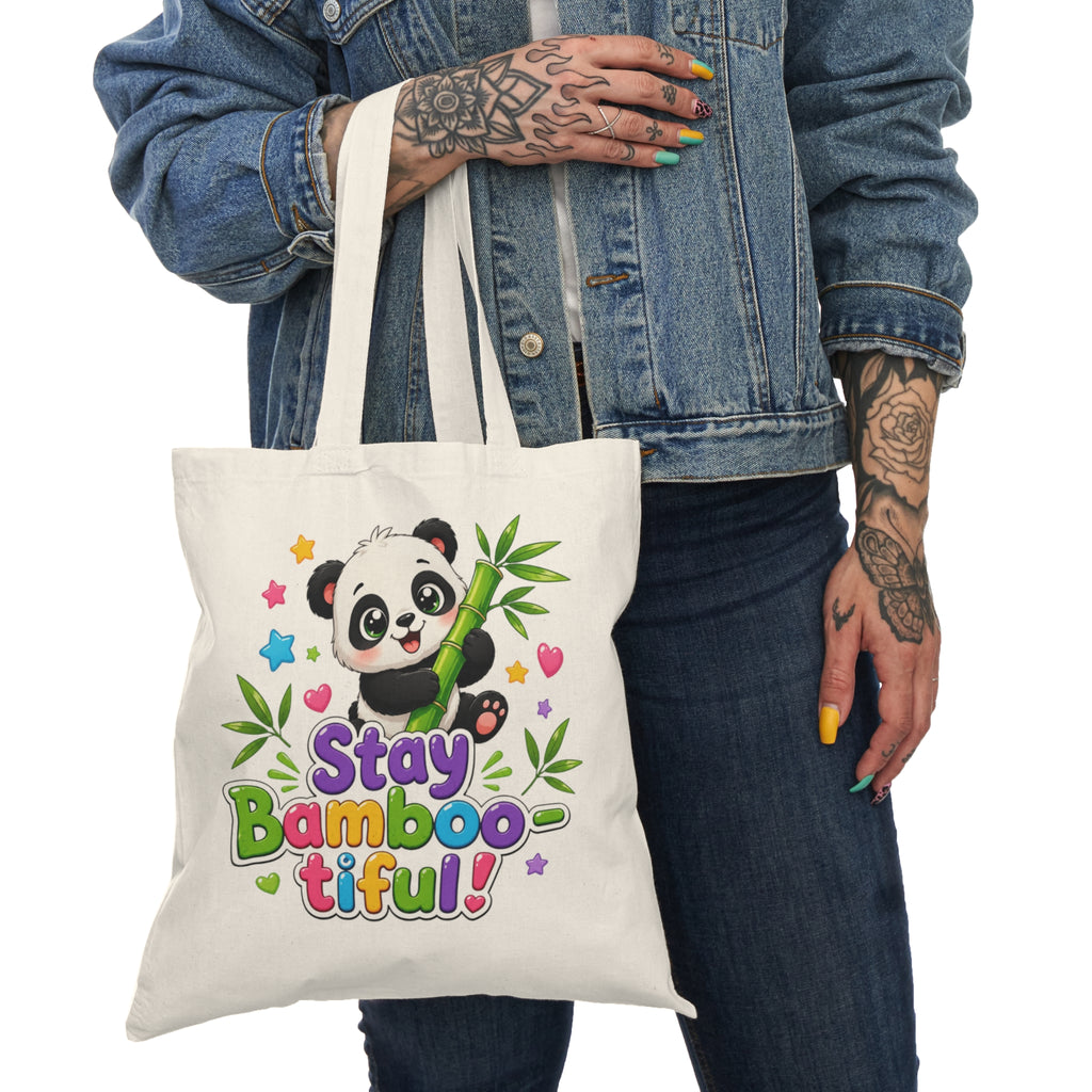 Stay Bambootiful Panda Tote Bag — Cute Eco-Friendly Grocery & Everyday Canvas Bag