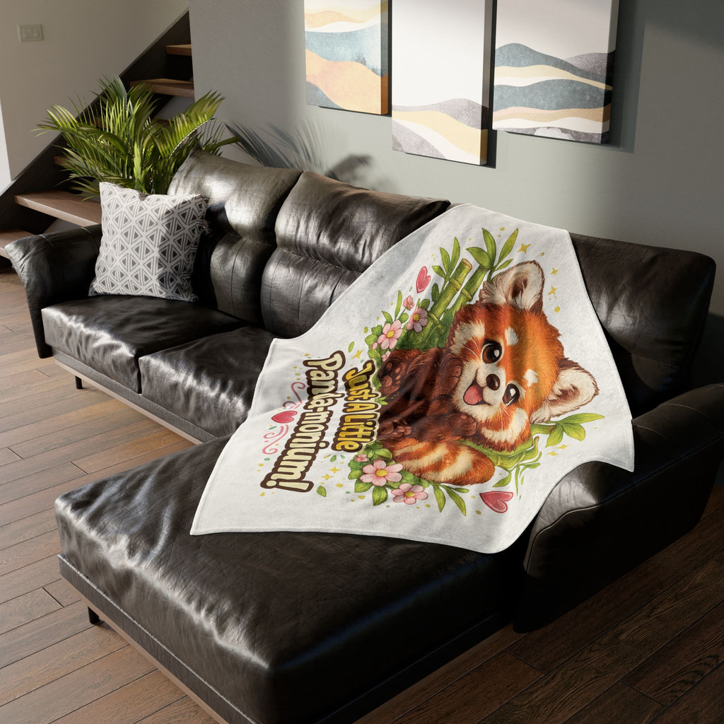 Red Panda Illustration Just A Little Panda-monium Blanket | Cute Animal Throw