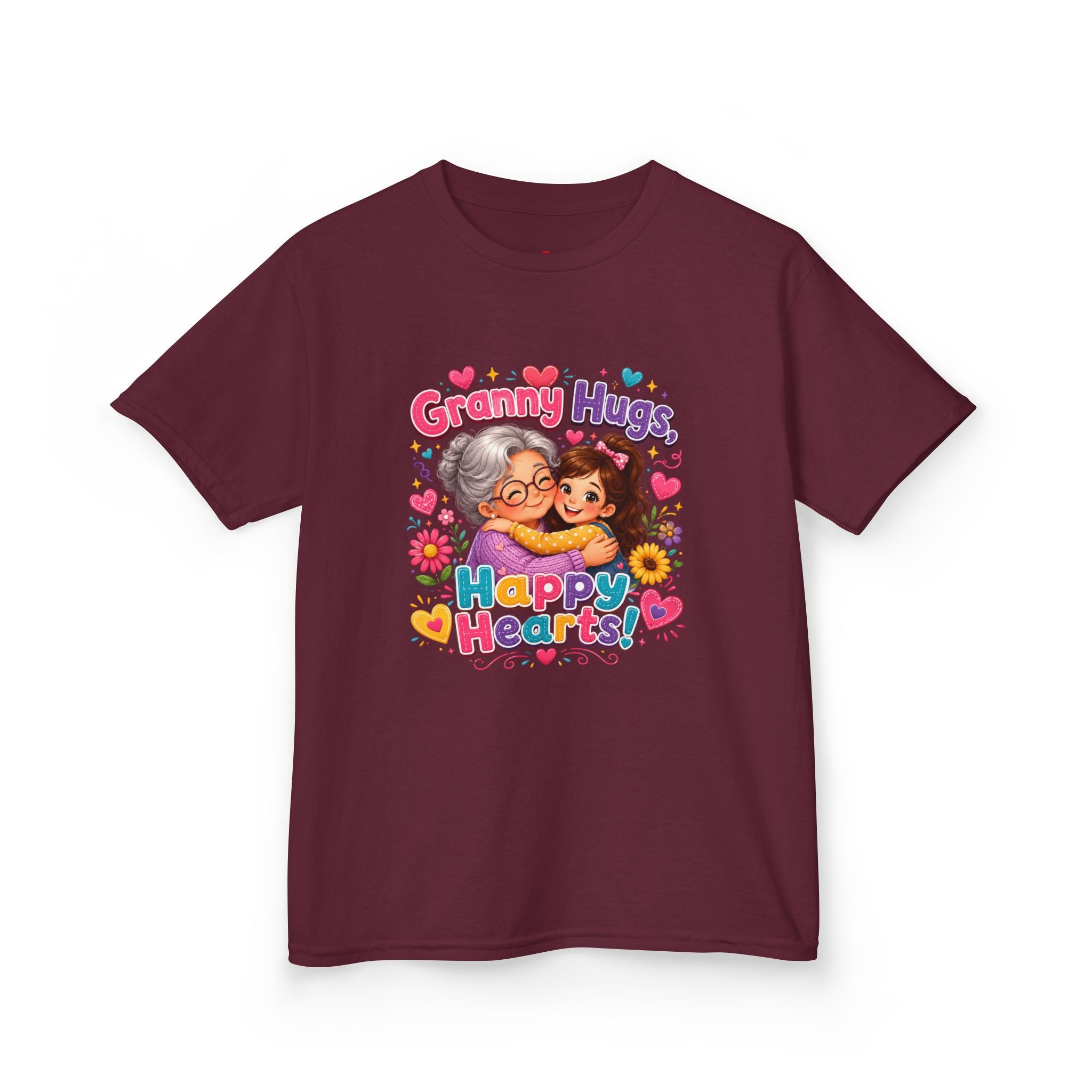 Granny Hugs Happy Hearts Tee | Grandma Grandchild Cute Illustration