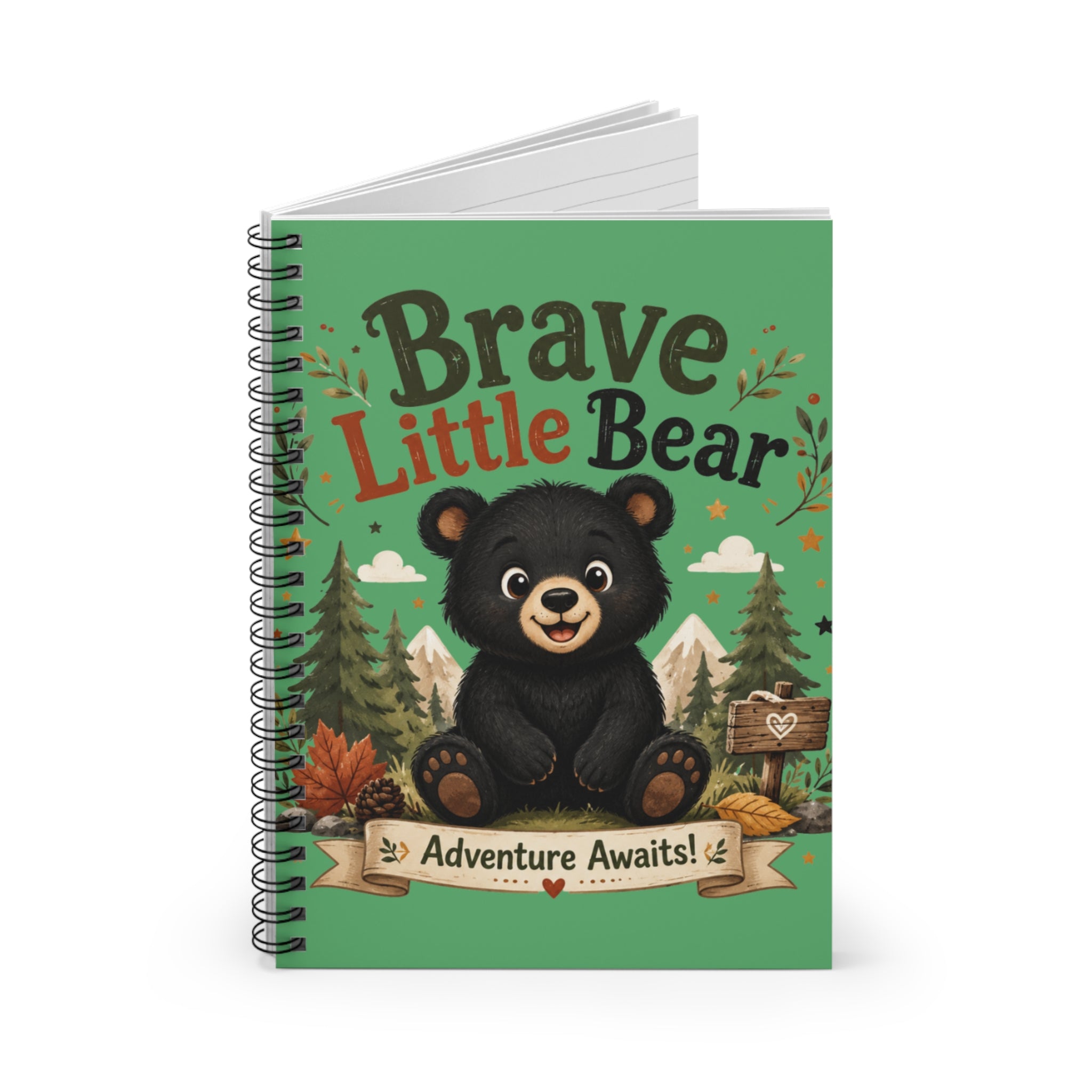 Brave Little Bear Spiral Notebook — 'Adventure Awaits' Ruled Journal for Kids