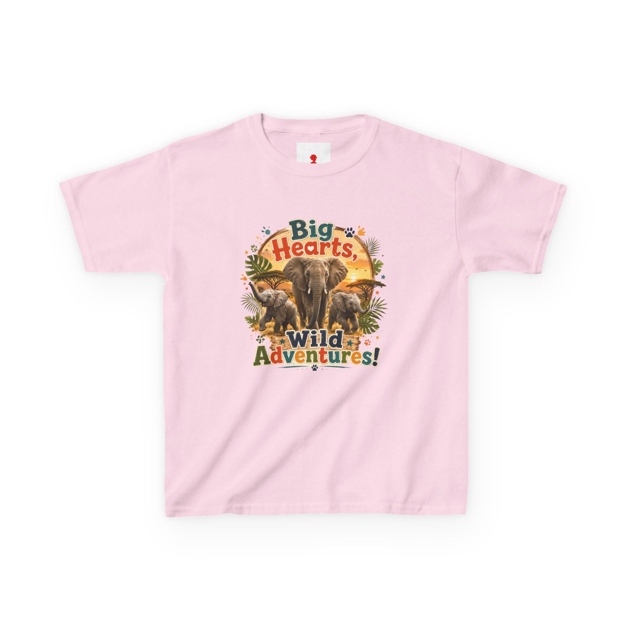 Kids T-Shirt — “Big Hearts, Wild Adventures!” Elephant Safari Shirt for Kids, Cute Animal Adventure Tee