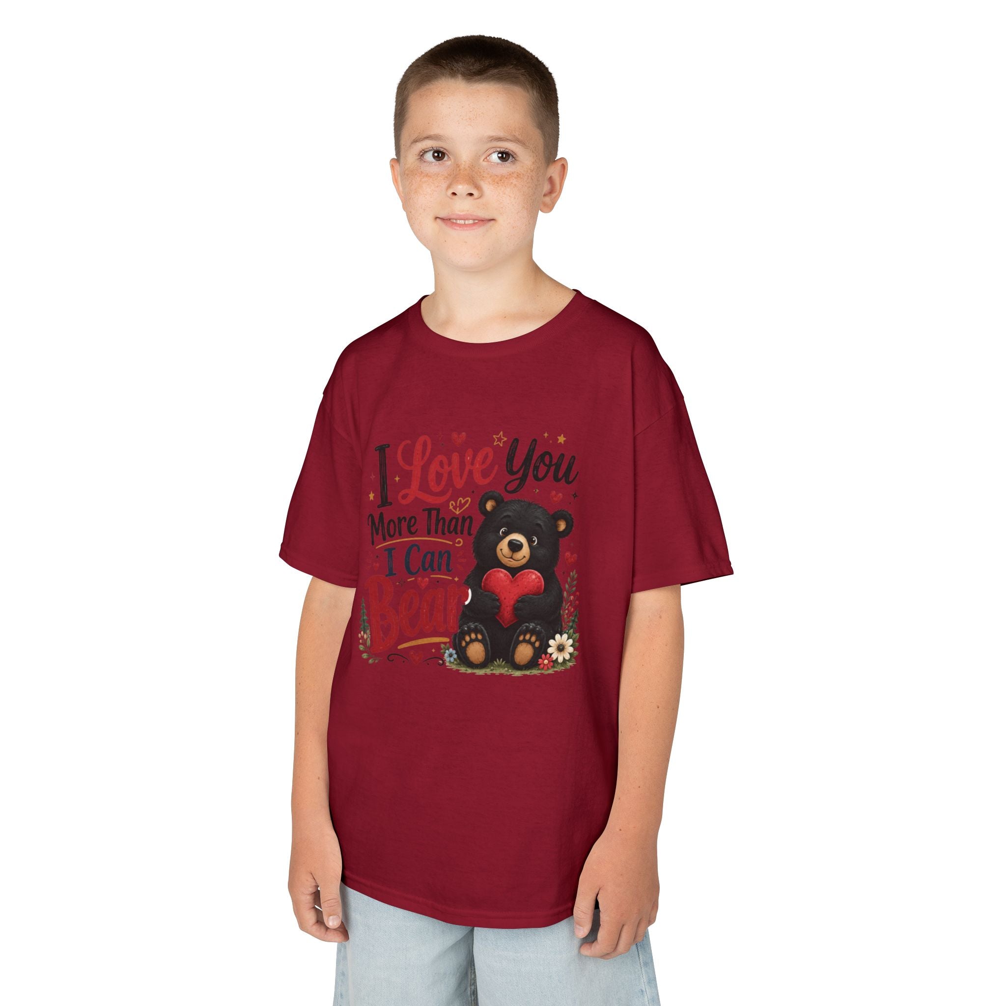 Kids T-Shirt - "I Love You More Than I Can Bear" Cute Bear Valentine Tee