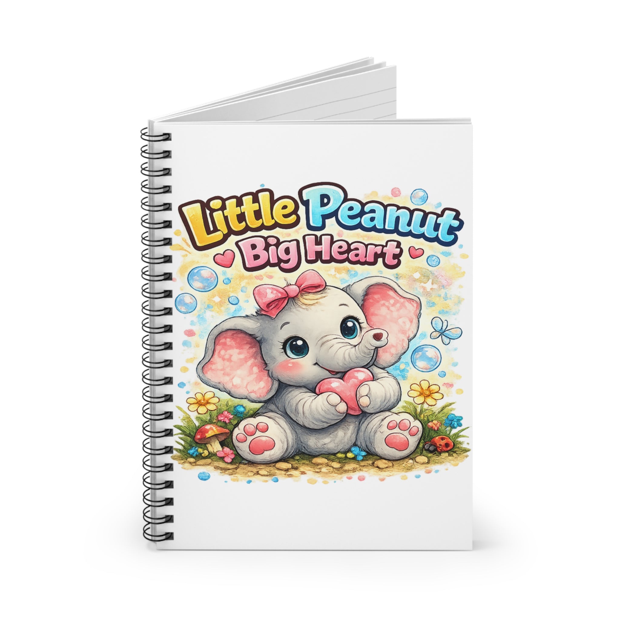 Little Peanut Big Heart Spiral Notebook — Cute Elephant Ruled Journal for Kids & Baby Shower Gift