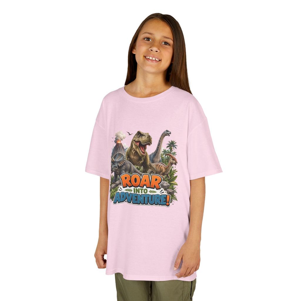Kids Dinosaur Tee - "Roar Into Adventure" Graphic Shirt for Boys & Girls