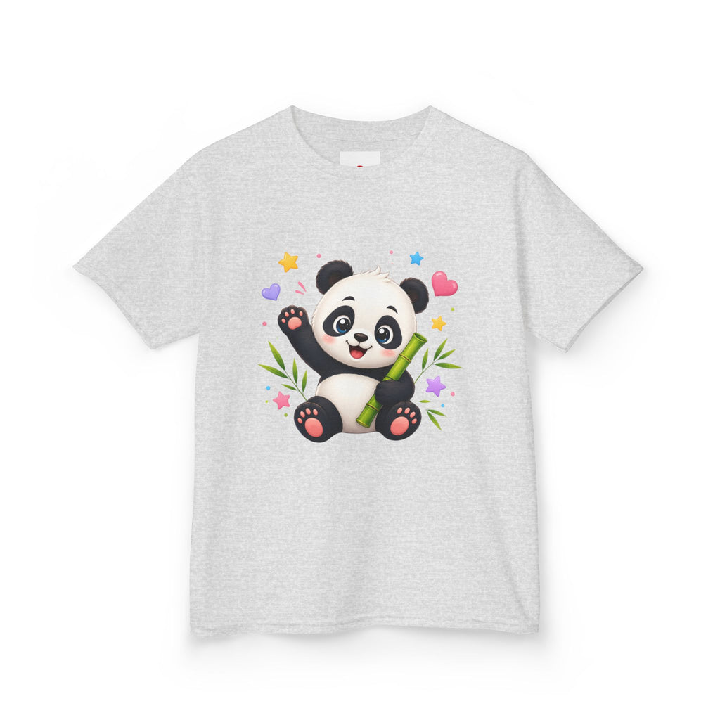Cute Panda Kids T‑Shirt — Smiling Baby Panda with Hearts & Bamboo