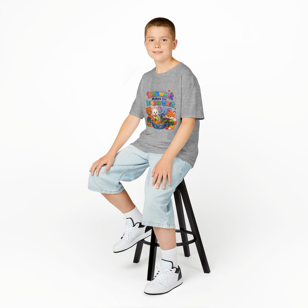 Kids Tee — “Teamwork Makes the Dream Work” Cute Animal Classroom Shirt