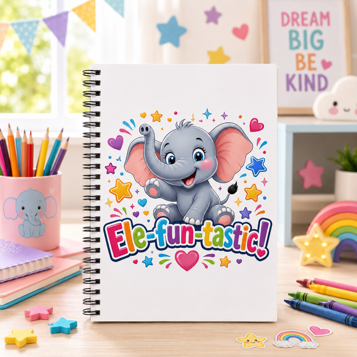 Ele-fun-tastic! Cute Elephant Spiral Notebook — Ruled Journal for Kids
