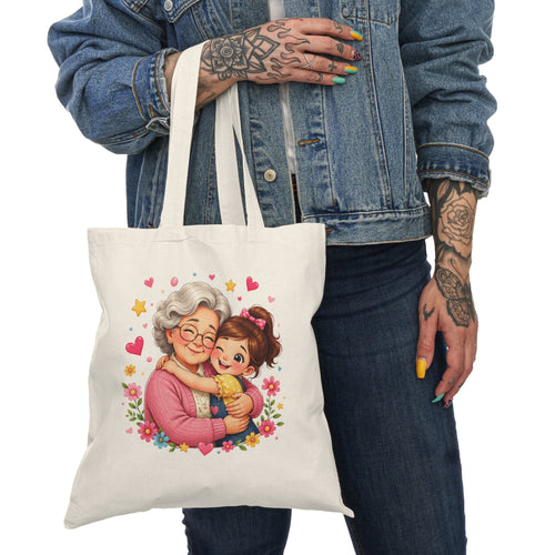 Grandma & Me Hug Tote Bag — Cute Floral Grandmother Gift