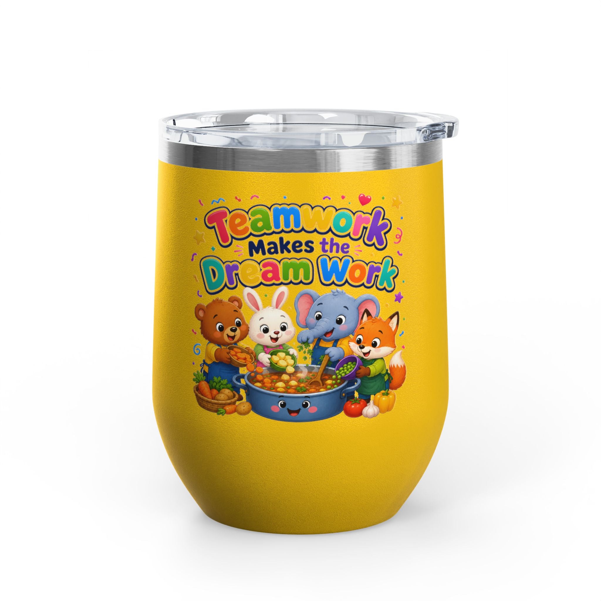 Teamwork Makes the Dream Work Tumbler — 12oz Kids' Cartoon Animal Travel Cup