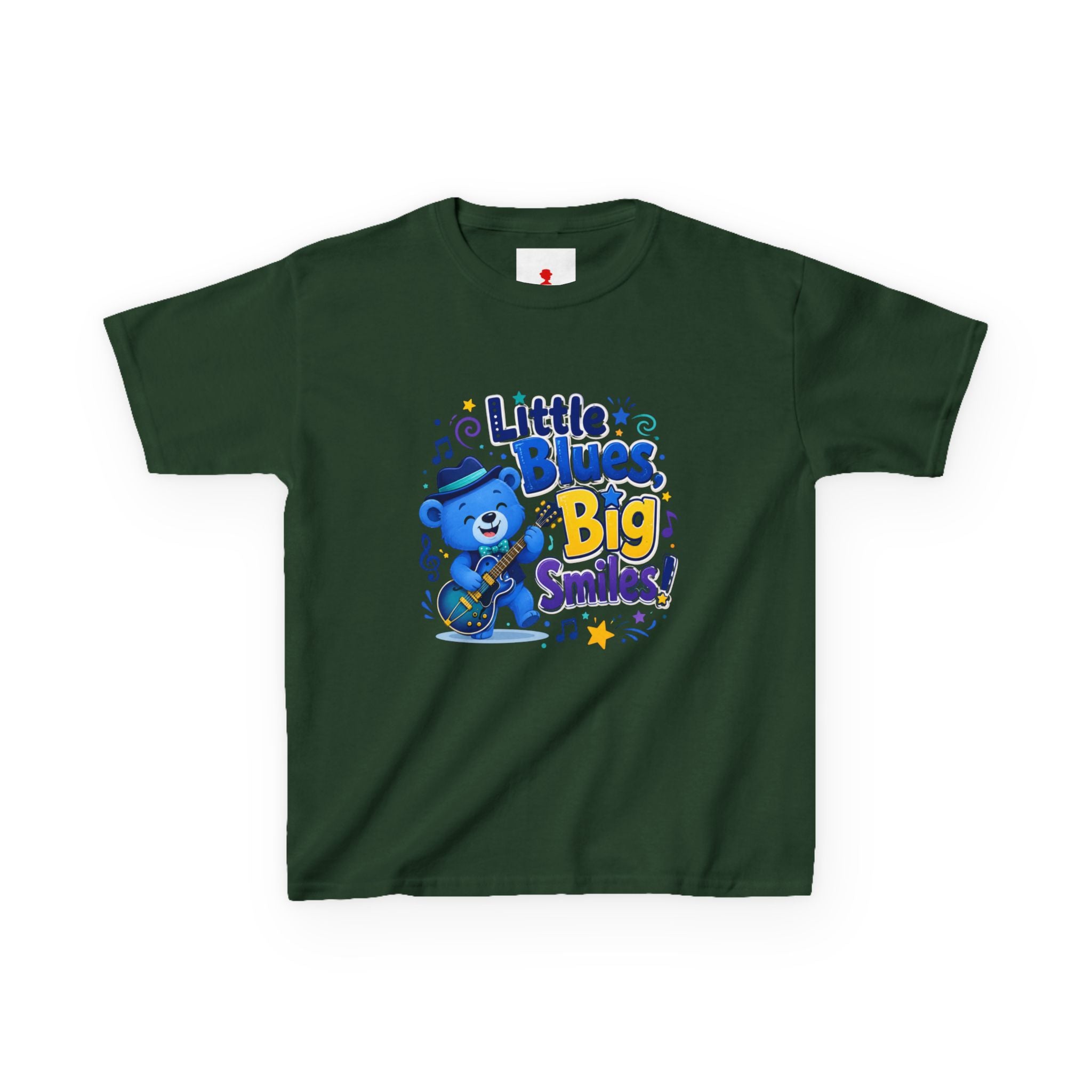 Kids Tee — "Little Blues, Big Smiles!" Guitar-Bear Graphic