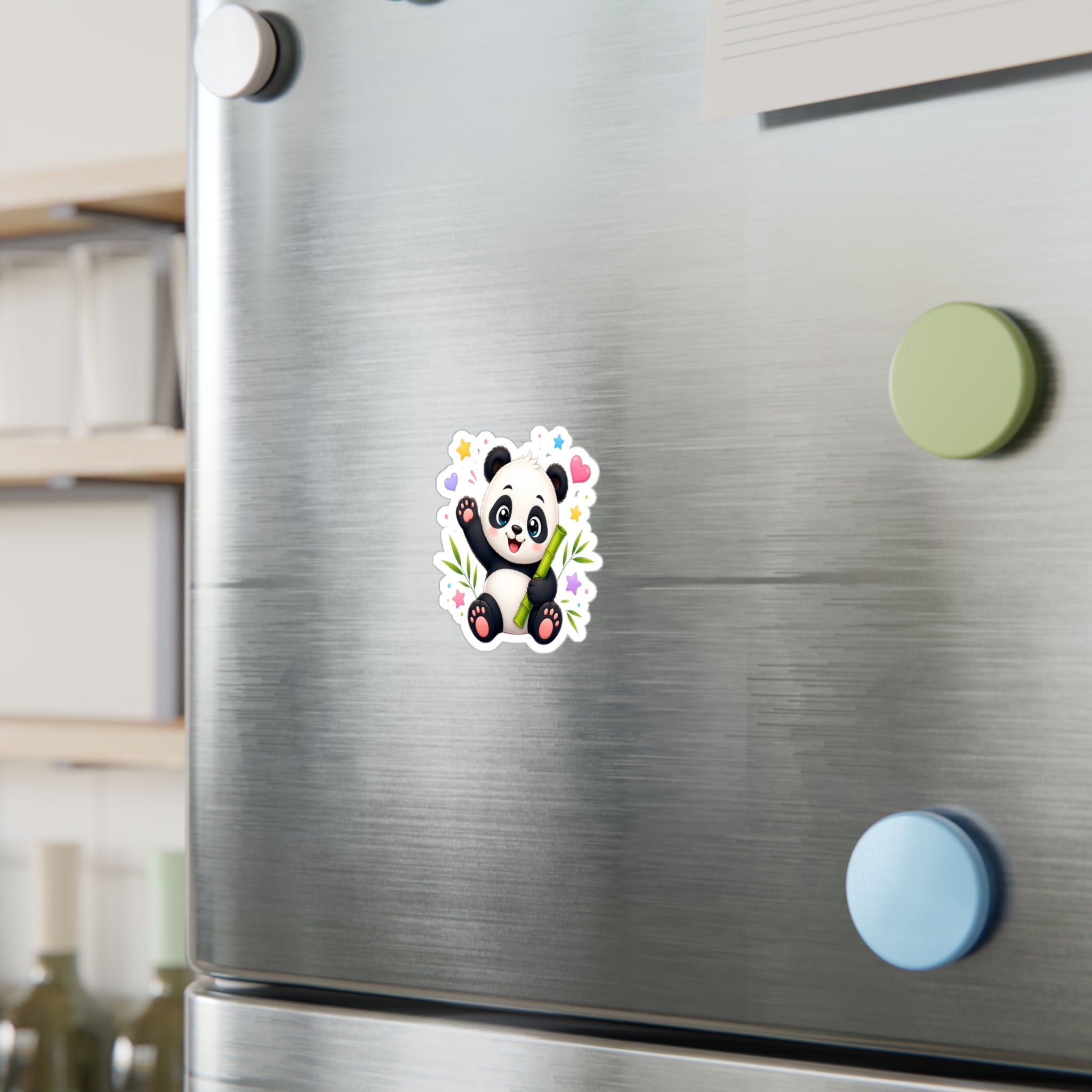 Cute Panda Kiss-Cut Vinyl Sticker — Adorable Bamboo Baby Decal for Laptops, Water Bottles & Kids' Rooms