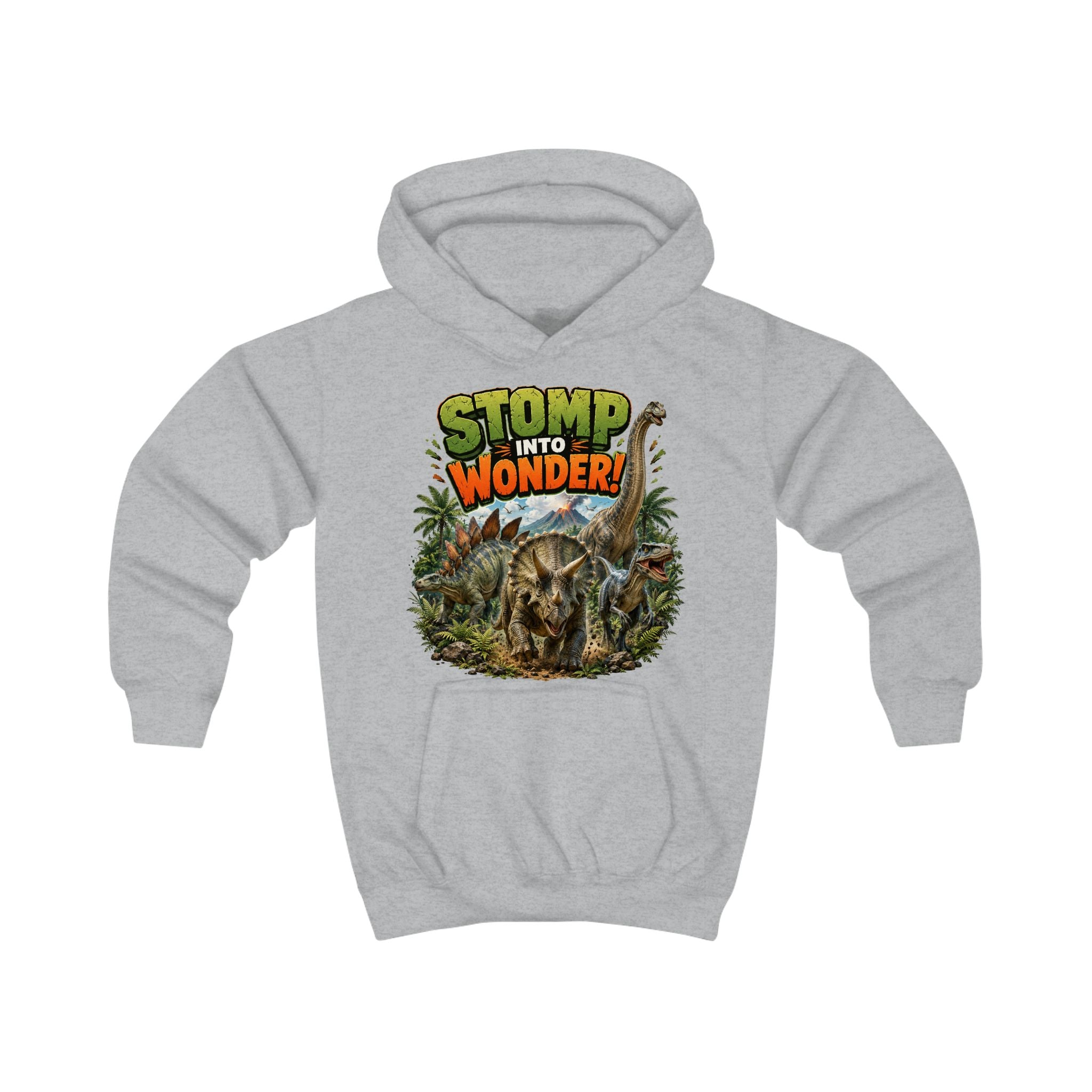 Kids Hoodie — "Stomp Into Wonder" Dinosaur Graphic Pullover