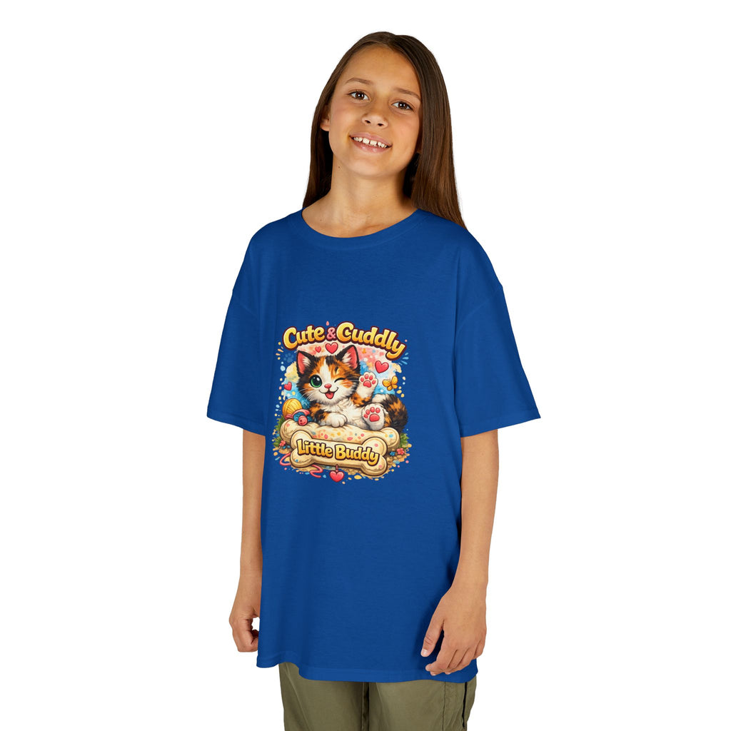 Kids T-Shirt — "Cute & Cuddly Little Buddy" Cat Graphic Tee