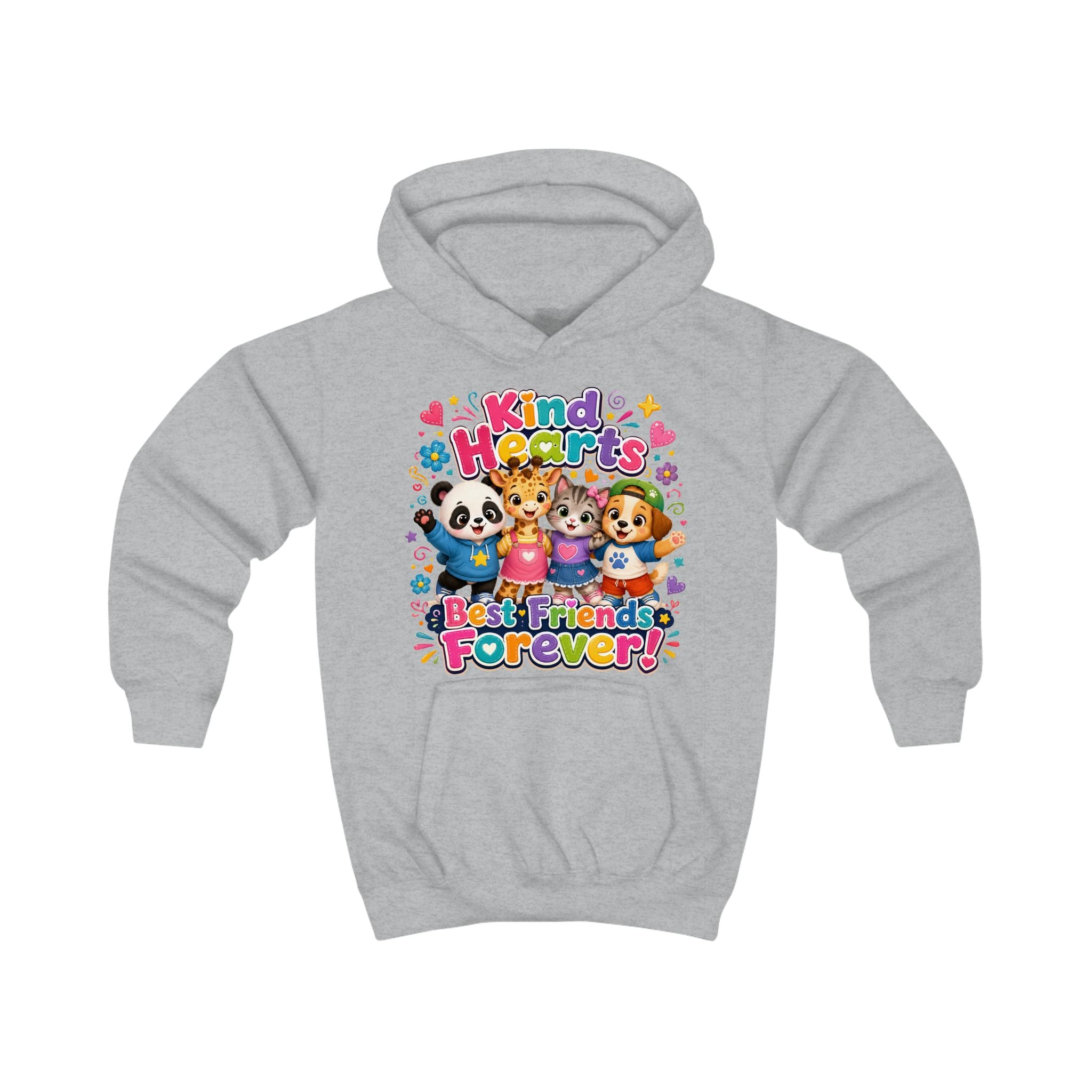 Kids Hoodie - "Kind Hearts Best Friends Forever" Cute Animal Friendship Hoodie