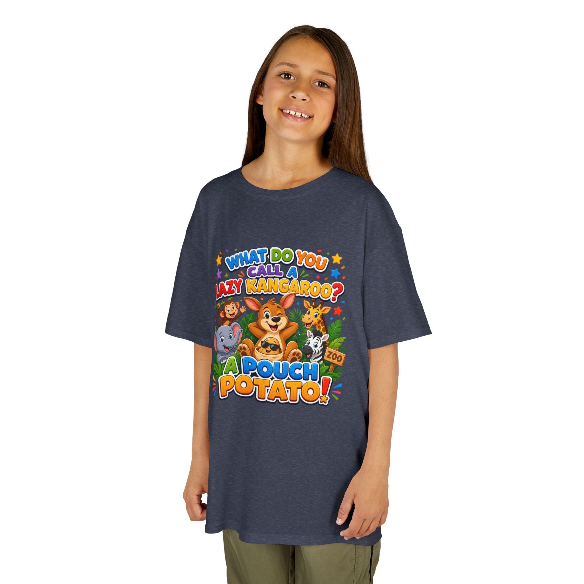 Lazy Kangaroo Pouch Potato Kids T-Shirt | Cute Animal Nursery Tee