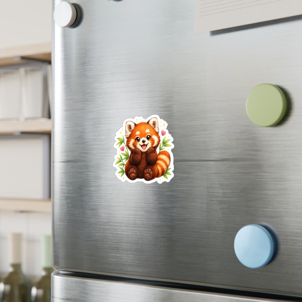 Red Panda Kiss-Cut Vinyl Sticker — Cute Cartoon Animal Decal for Laptops, Water Bottles & Windows