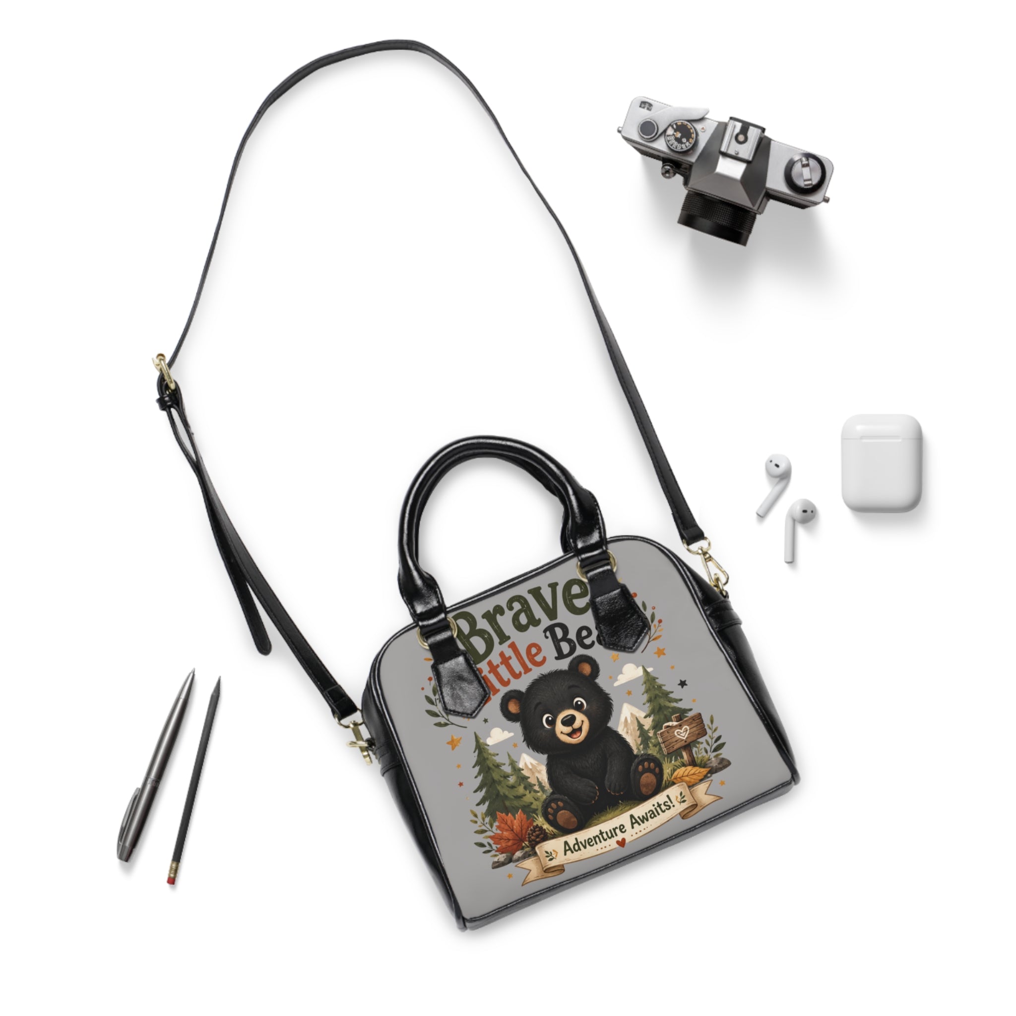 Shoulder Handbag — Brave Little Bear 'Adventure Awaits' Cute Kids Tote