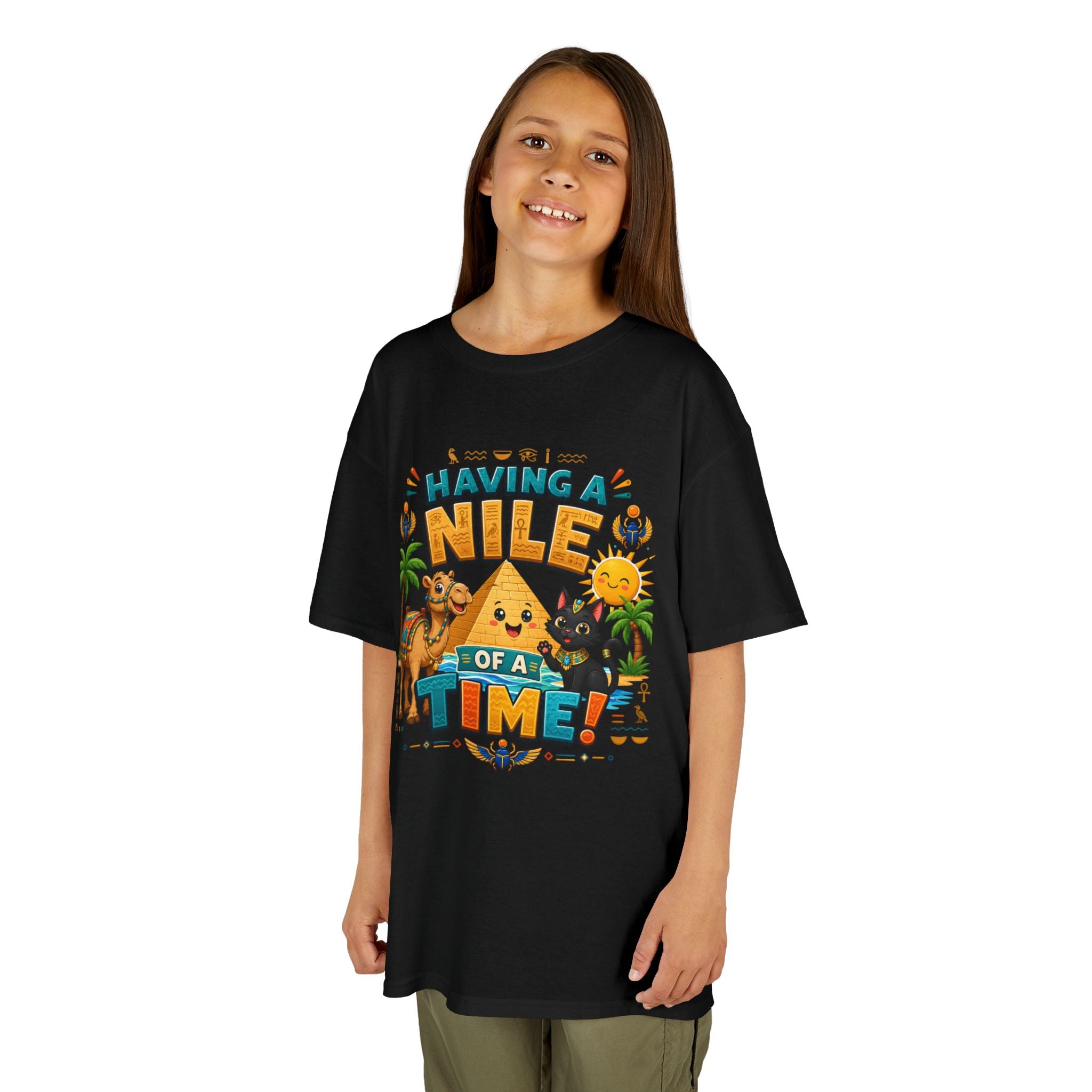 Having a Nile of a Time Kids Tee | Camel Pyramid Desert Cartoon