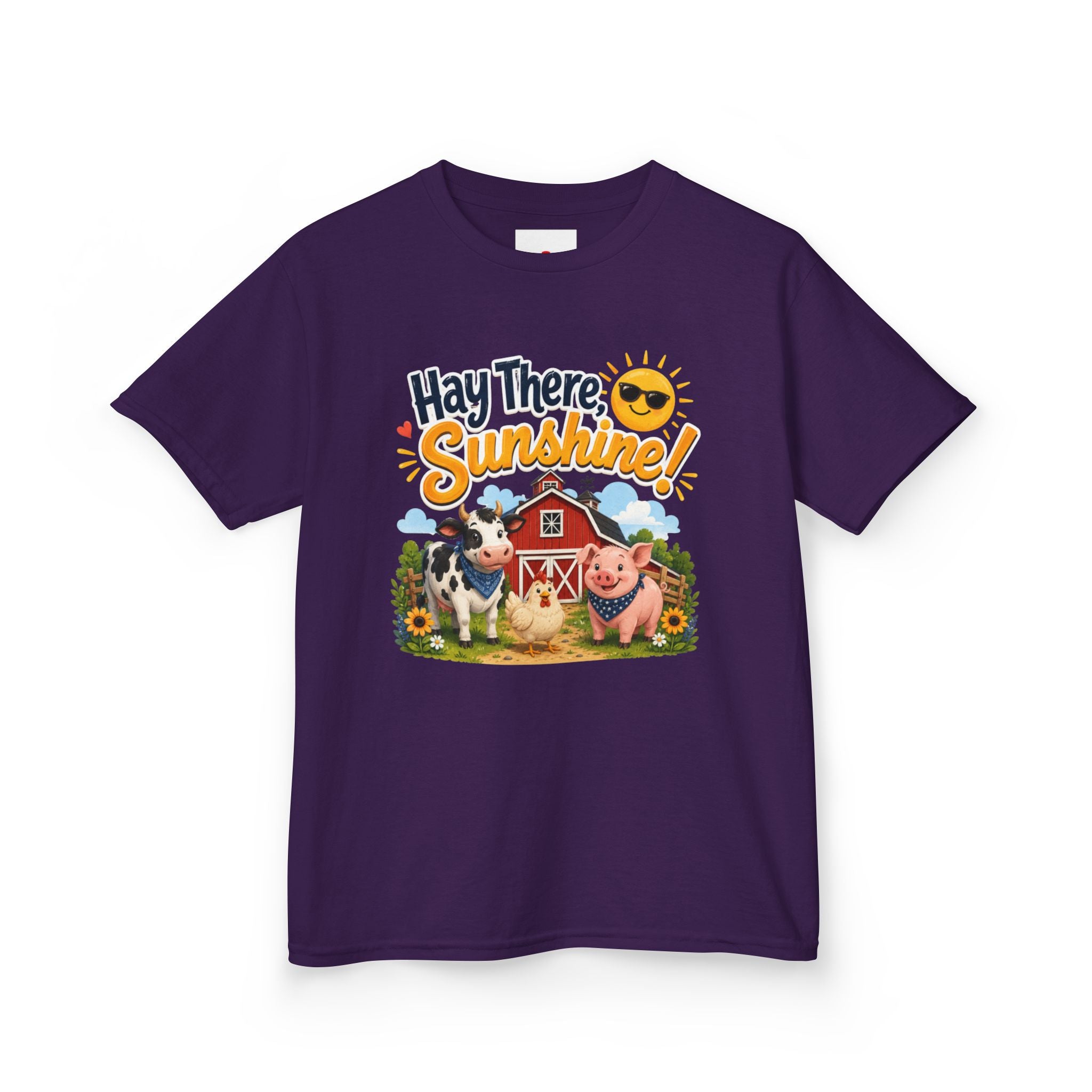 Kids Tee — "Hay There, Sunshine!" Farm Animal Graphic