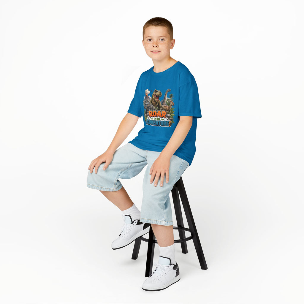 Kids Dinosaur Tee - "Roar Into Adventure" Graphic Shirt for Boys & Girls