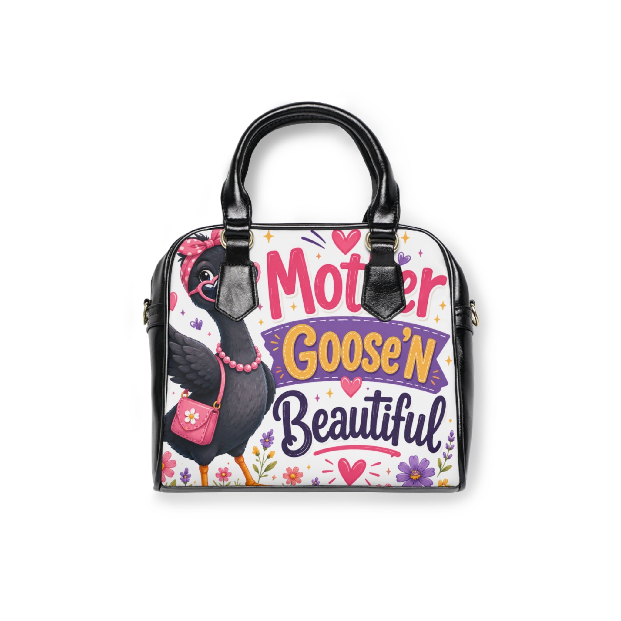 Shoulder Handbag — "Mother Goose'n Beautiful" Illustrated Tote for Moms