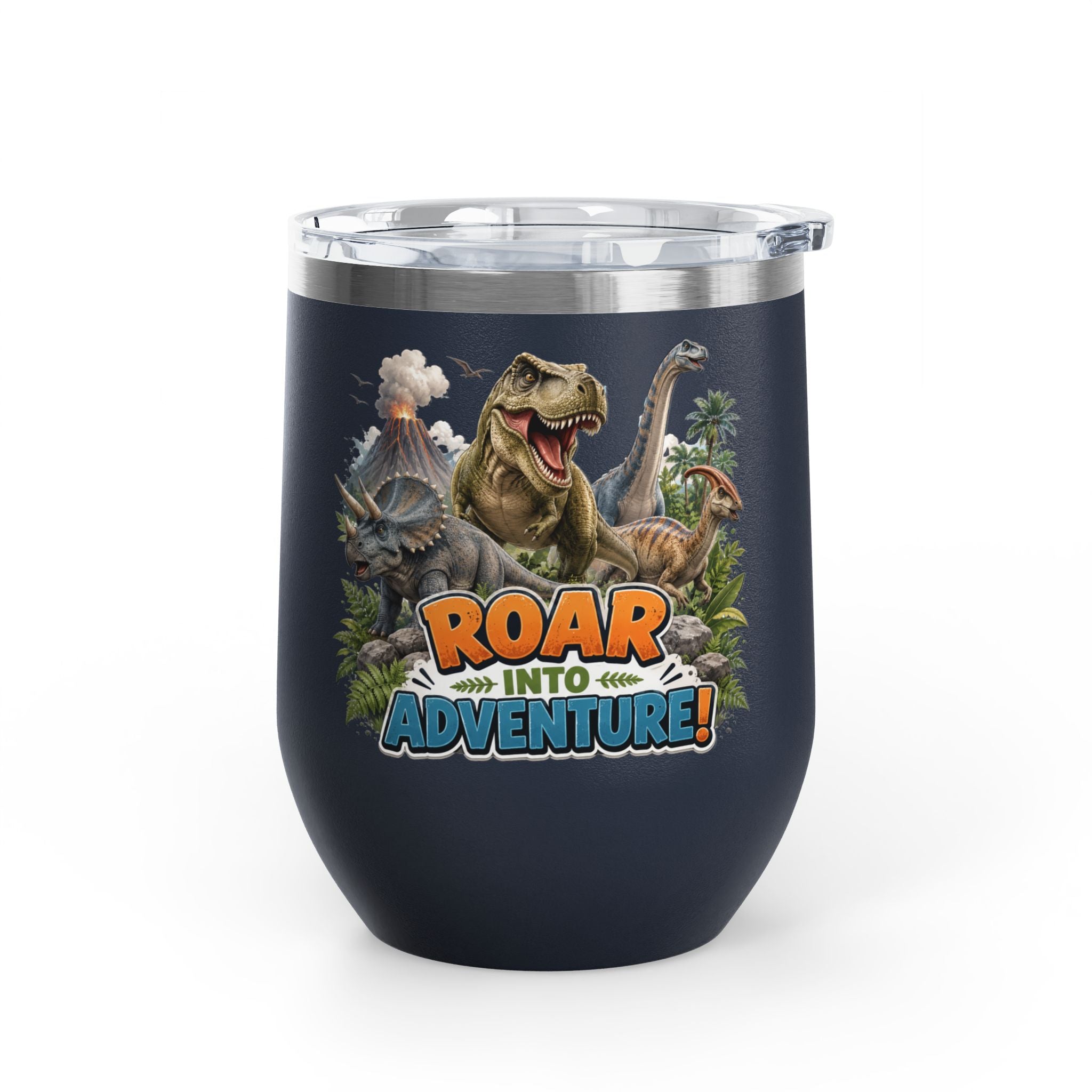 Roar Into Adventure! Dinosaur Tumbler – 12oz Stainless Steel Travel Cup